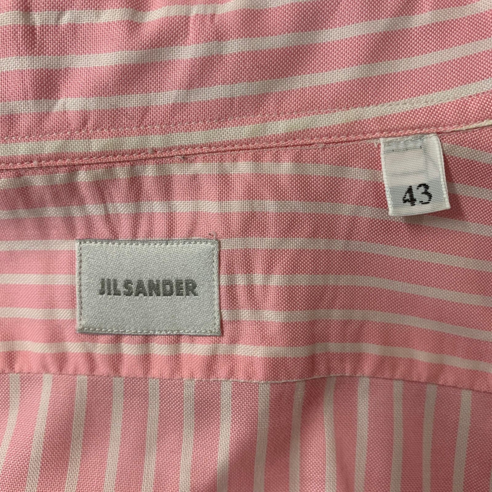 Jil Sander Pink White Stripe Cotton Button Down Collar Shirt Size US L / EU 52-54 / 3 - 5 Thumbnail