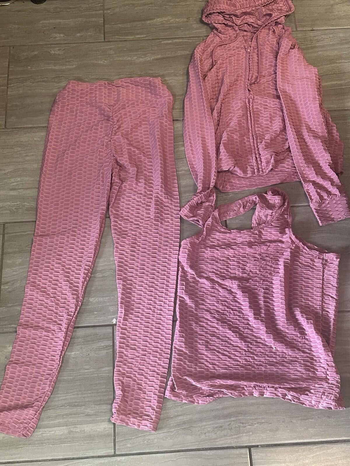 The Unbranded Brand 3 pc. pant suit Hoodie, Sleeveless top, Pants, Medium Pink Size M / US 6-8 / IT 42-44 - 1 Thumbnail