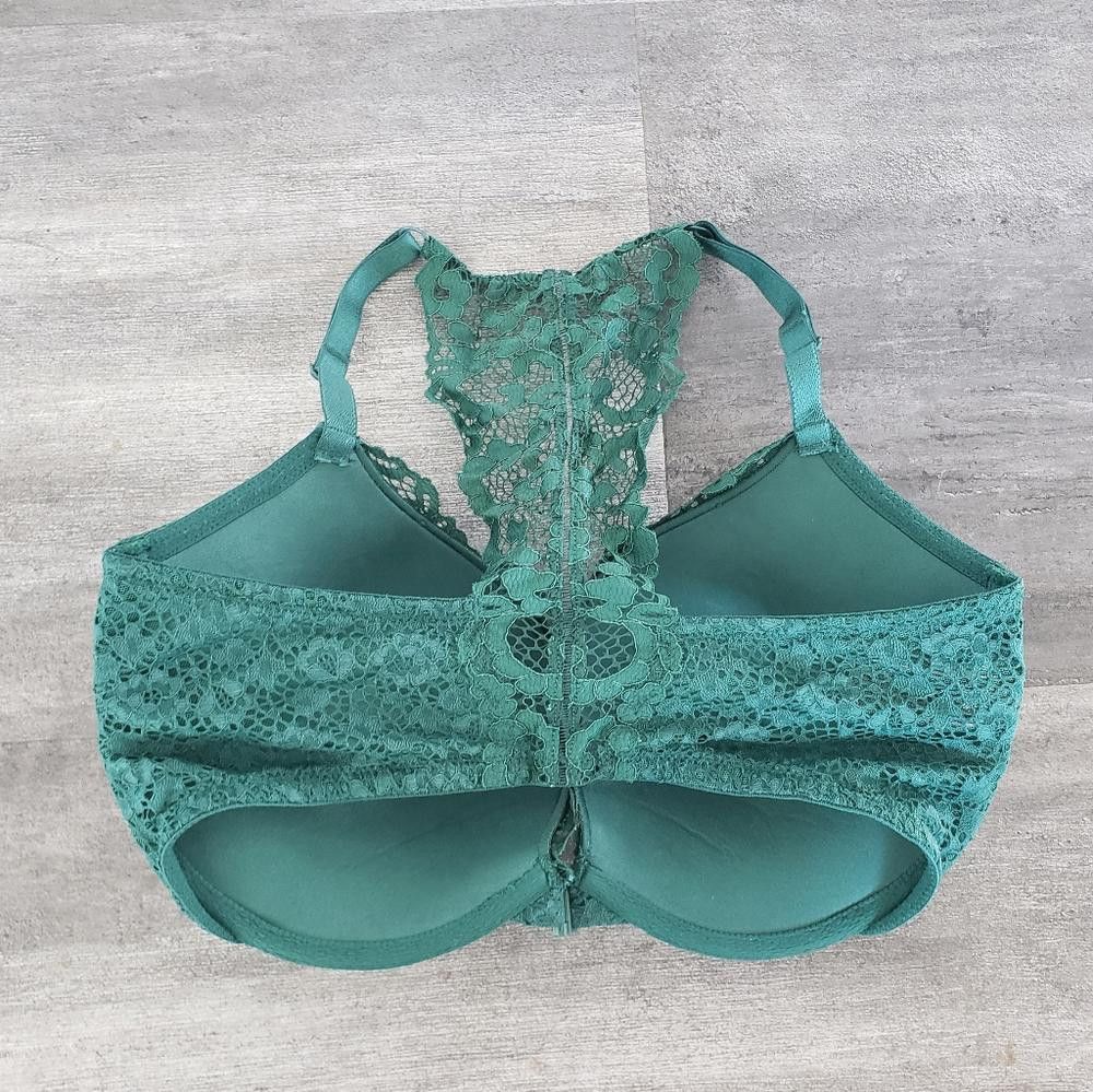 Designer Dark Green Lace Detailed VS Bustier Bra Size ONE SIZE - 2 Thumbnail