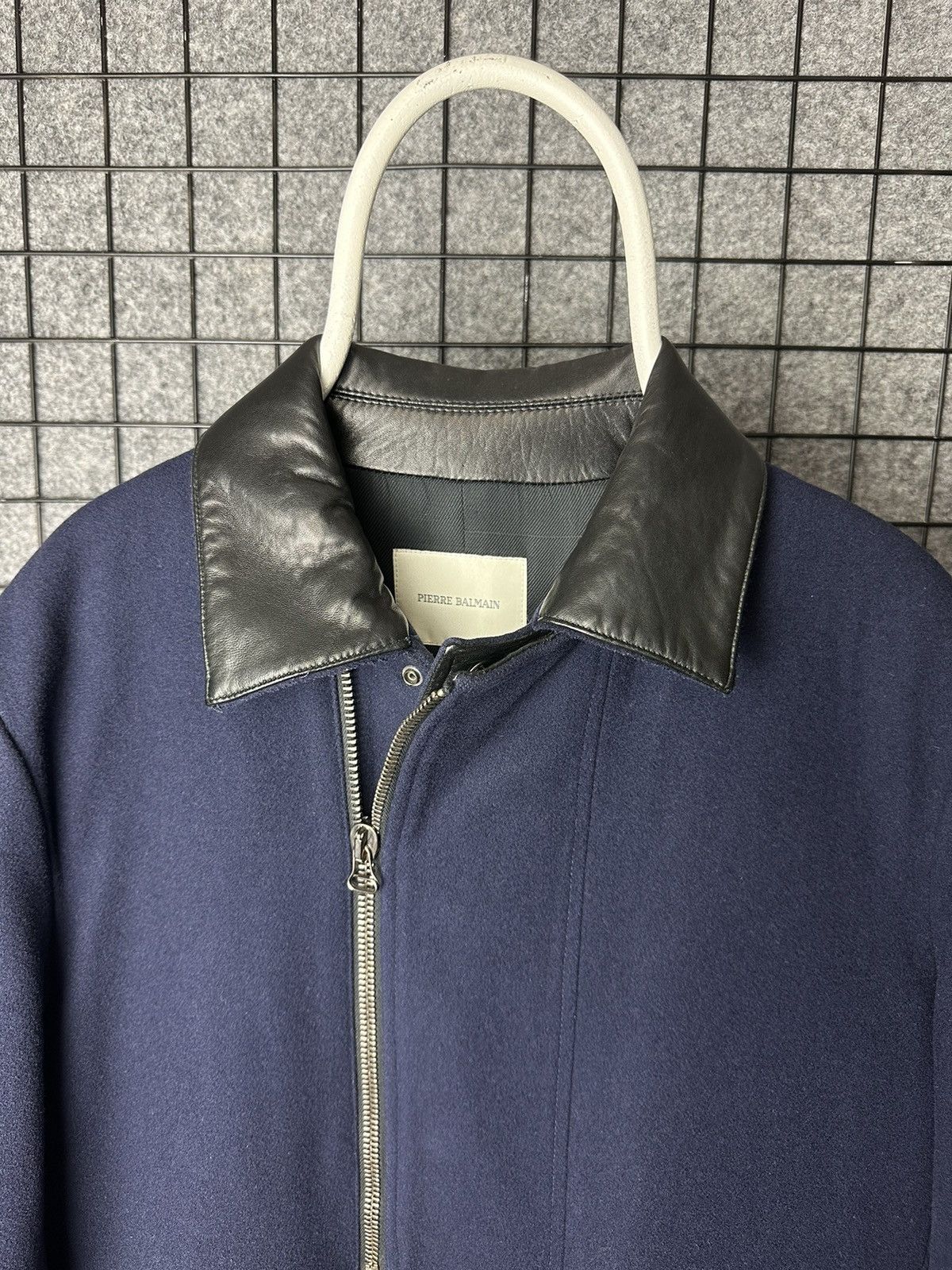 Balmain Pierre Balmain Vintage Wool Blend Leather Zip Up Coat Size50 Size XL / US 12-14 / IT 48-50 - 2 Thumbnail