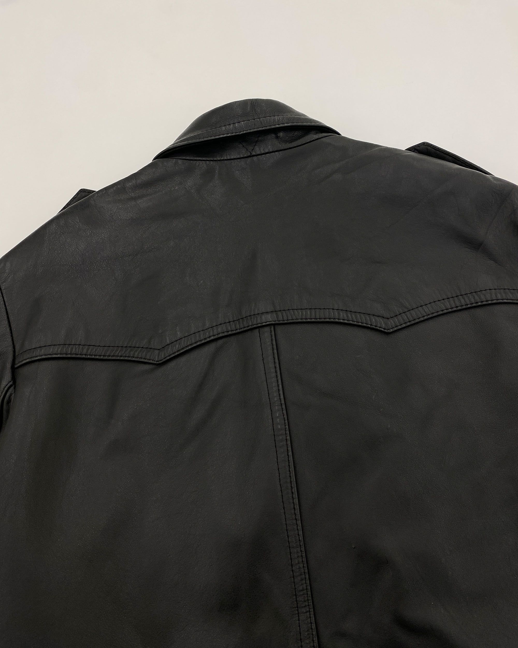 Vintage 1970s Double Breasted Long Leatherjacket Size US L / EU 52-54 / 3 - 6 Thumbnail