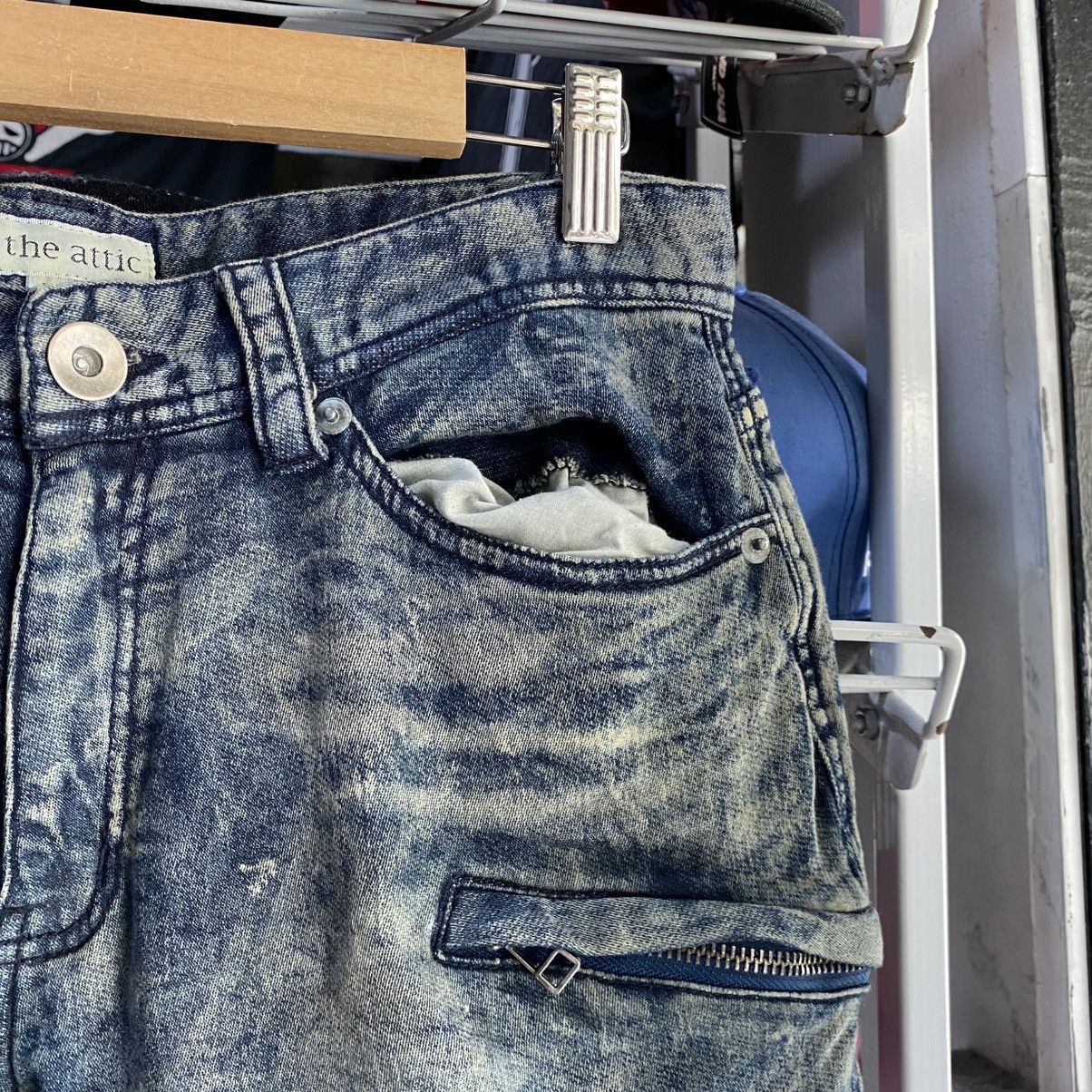 In The Attic × Japanese Brand × Seditionaries IN THE ATTIC Cargo Shorts Pants MultiPocket Denim Acid Wash Size US 30 / EU 46 - 9 Thumbnail
