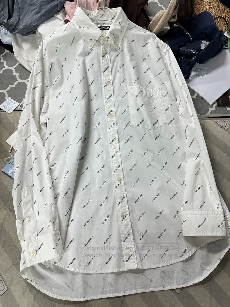 Balenciaga Balenciaga size 37 Printed Shirt, White Print Size US M / EU 48-50 / 2 - 1 Thumbnail