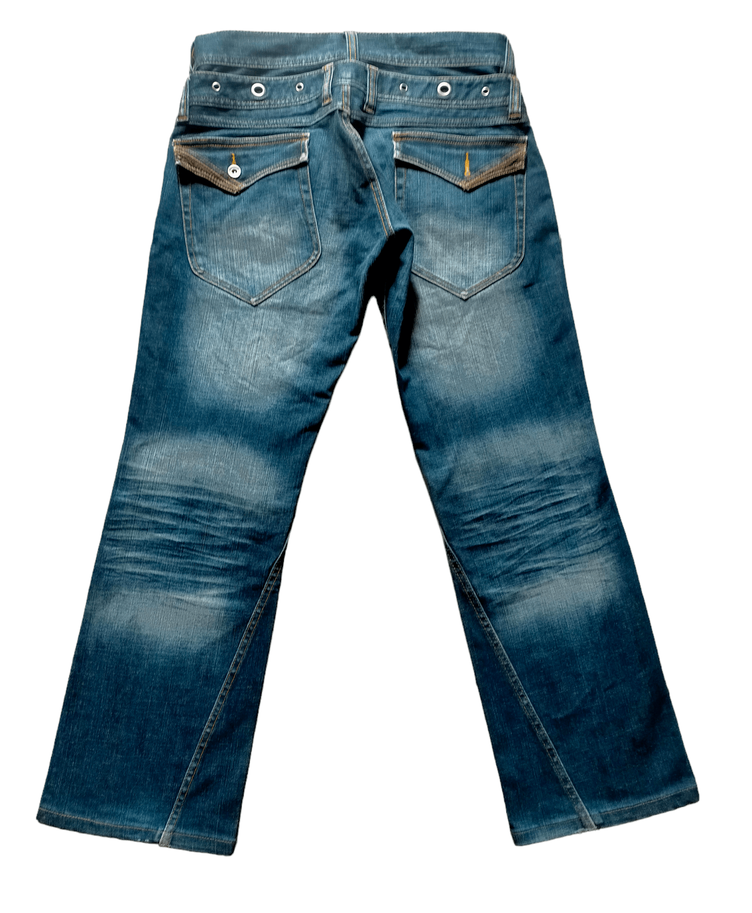 image of Double Waist Hideaways Flare Jeans in Blue, Men's (Size 32)