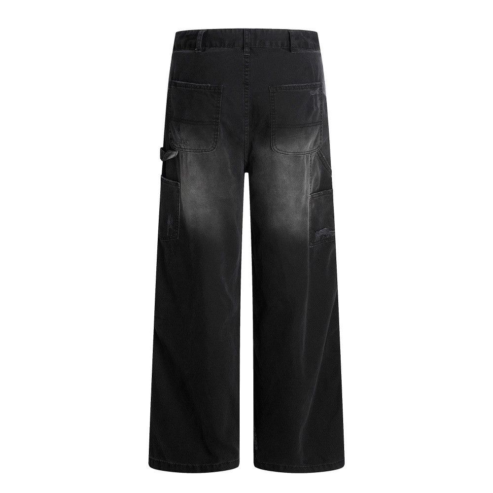 Jean Men's distressed punk ripped washed jeans Size US 32 / EU 48 - 2 Thumbnail