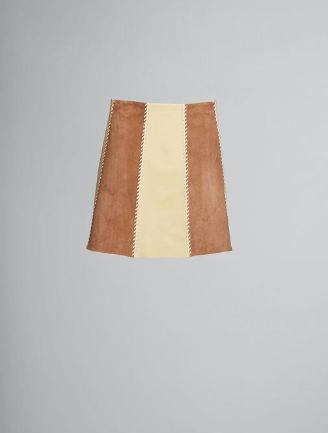 o1srvl11e0624 Leather Skirt in Orange/Yellow