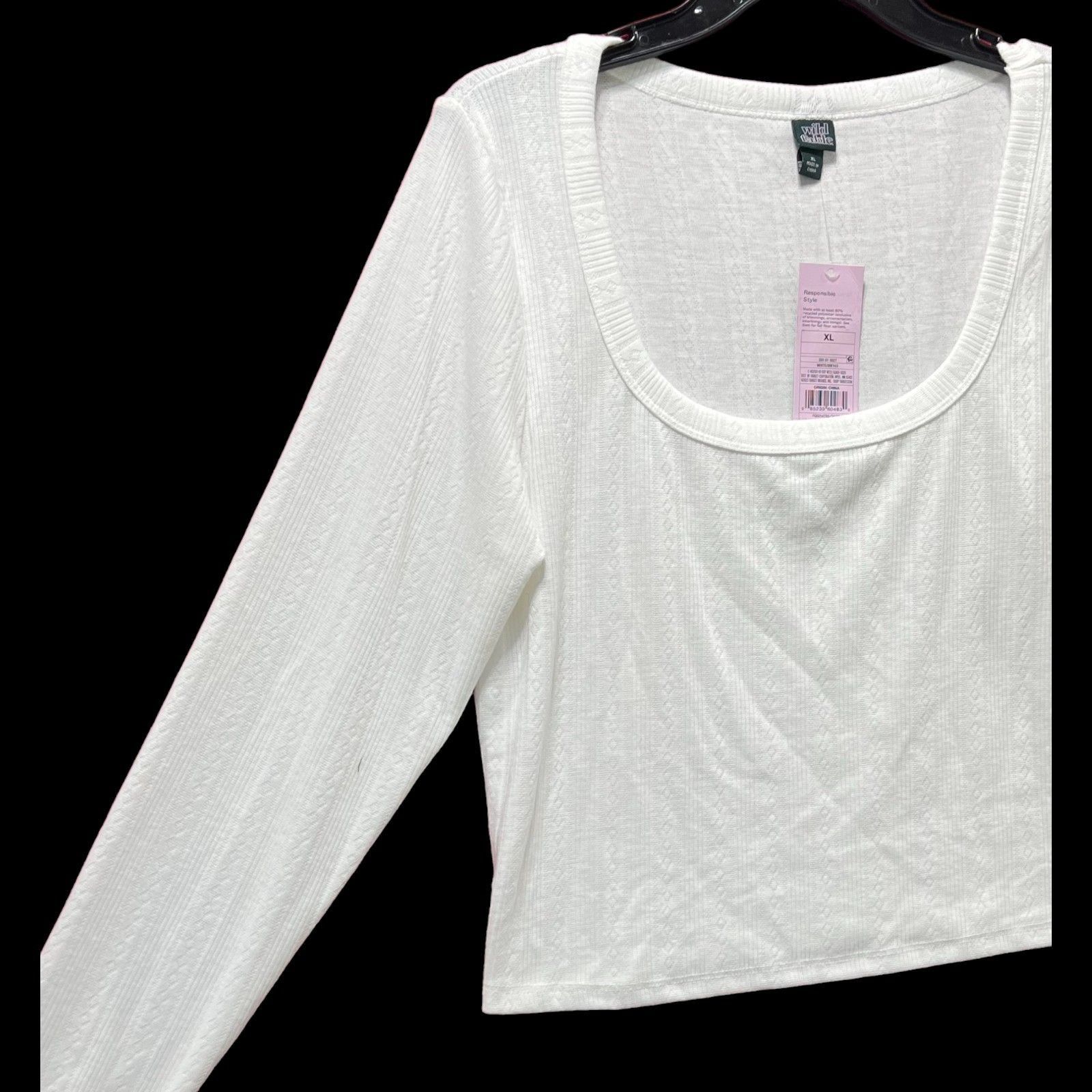 Other Wild Fable - Women's Long Sleeve Square Neck Pointelle T-Shi Size XL / US 12-14 / IT 48-50 - 13 Thumbnail