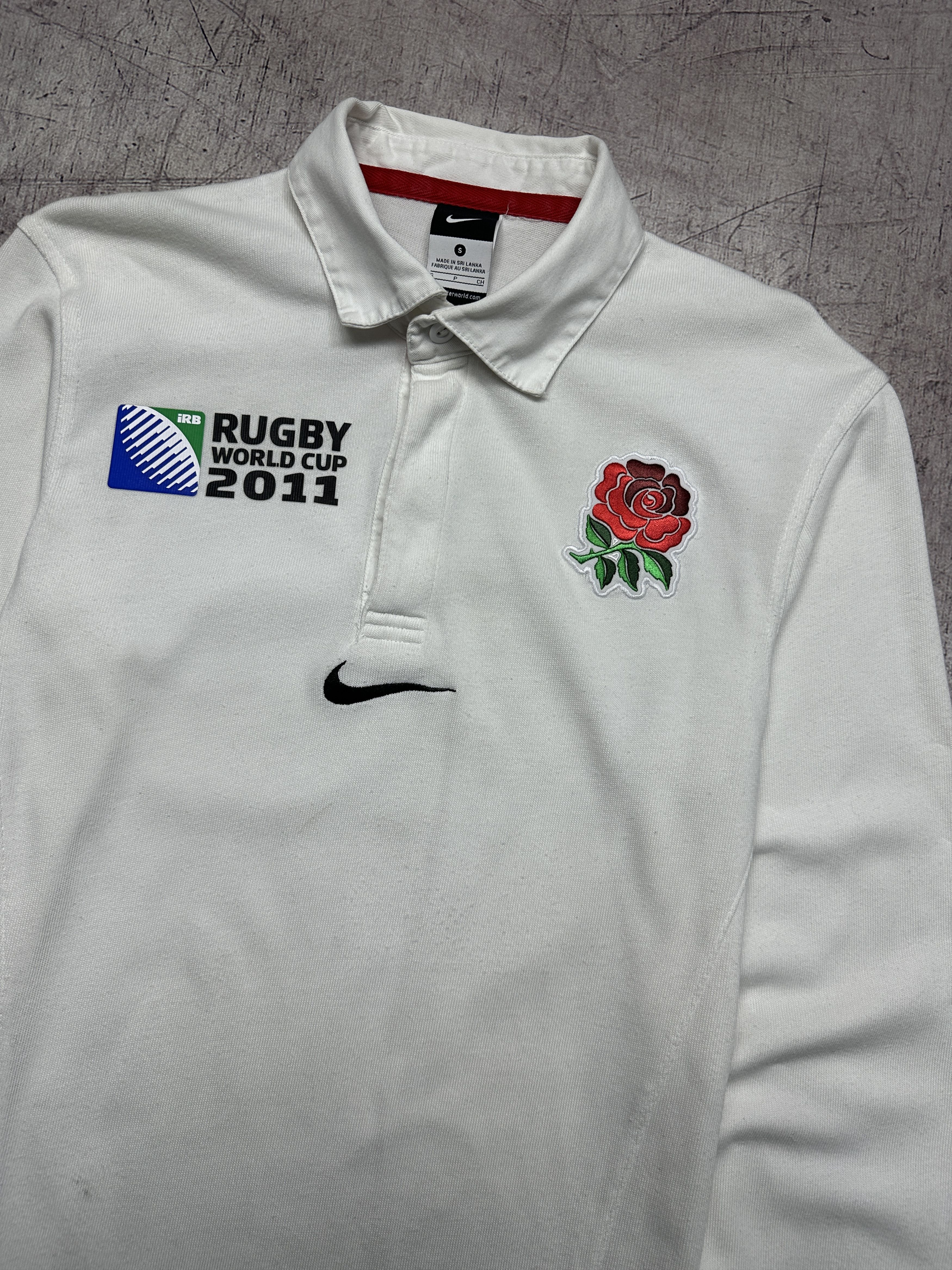 Nike Nike 2011 Mens England Rugby Long Sleeve Polo Shirt Size US S / EU 44-46 / 1 - 2 Thumbnail