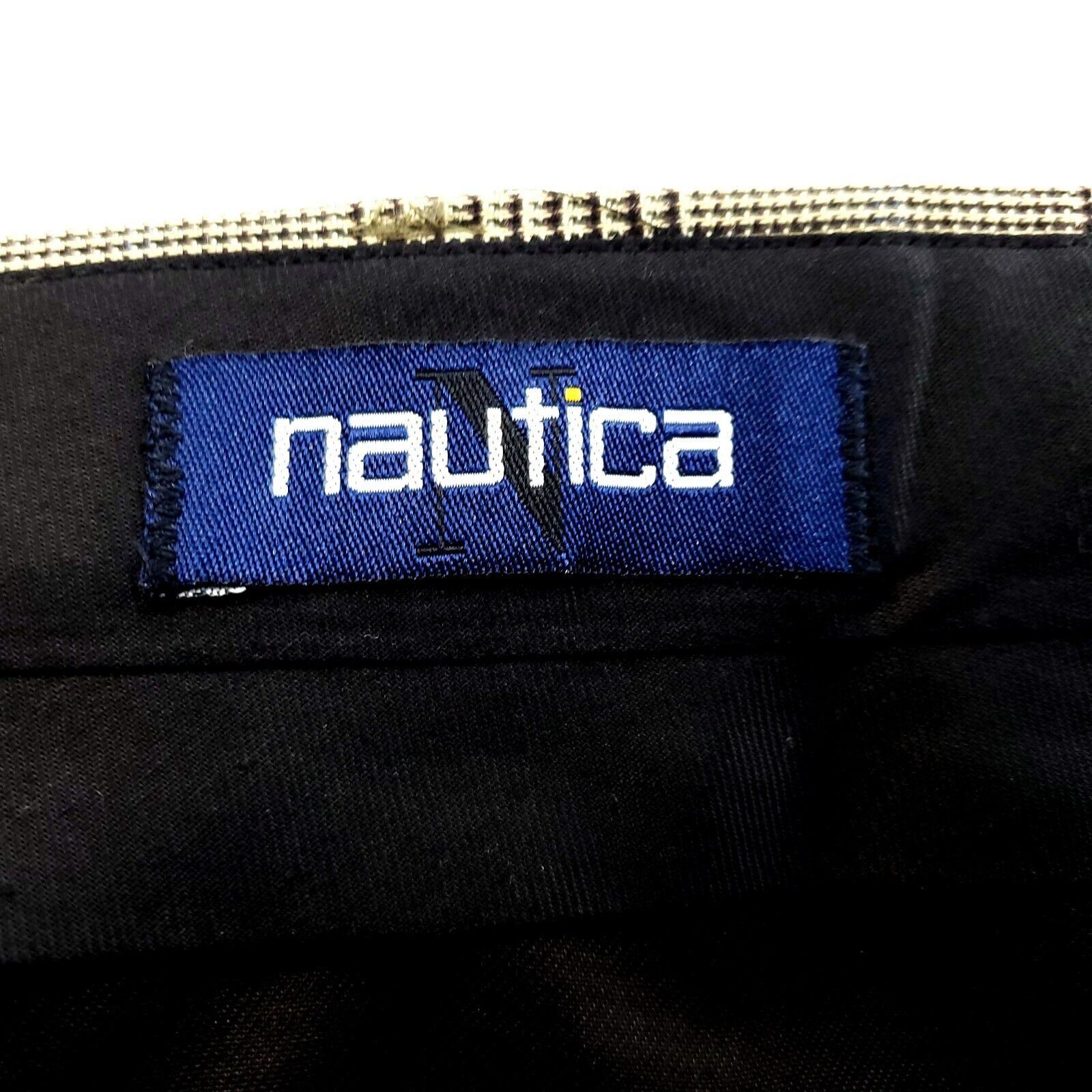Nautica Nautica Worsted Wool Glen Plaid Tan Black High Rise Pleat Cu Size 34R - 4 Thumbnail