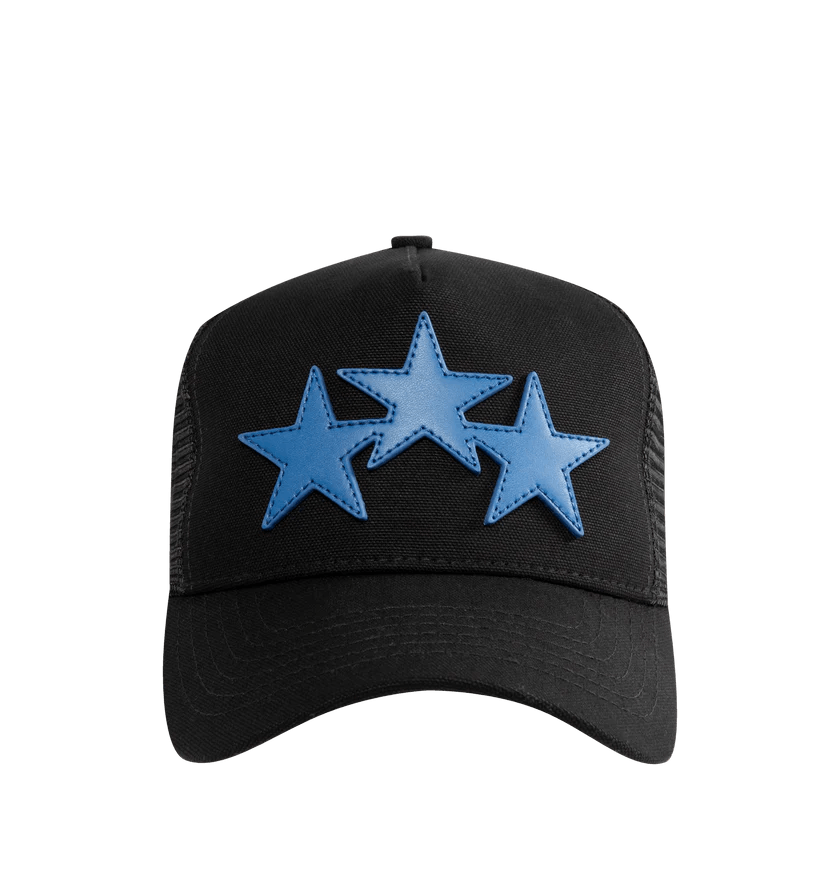 Amiri o1h1sh11225 Size: OS/3 Star Trucker Hat in Black Size ONE SIZE - 1 Thumbnail