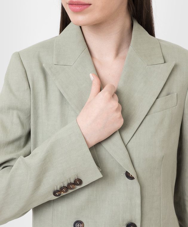 Brunello Cucinelli o1y0725 Blazer in Sage Green Size S / US 4 / IT 40 - 2 Thumbnail
