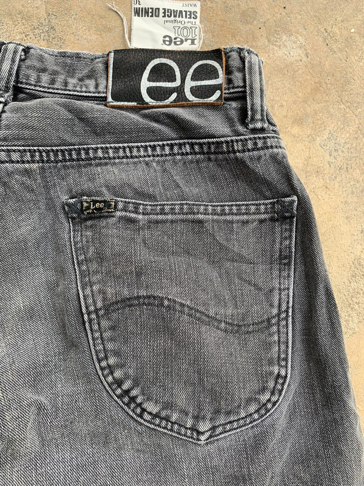 Lee Rare💥Lee 101 Black Selvedge Faded Distressed Denim Size US 30 / EU 46 - 10 Thumbnail
