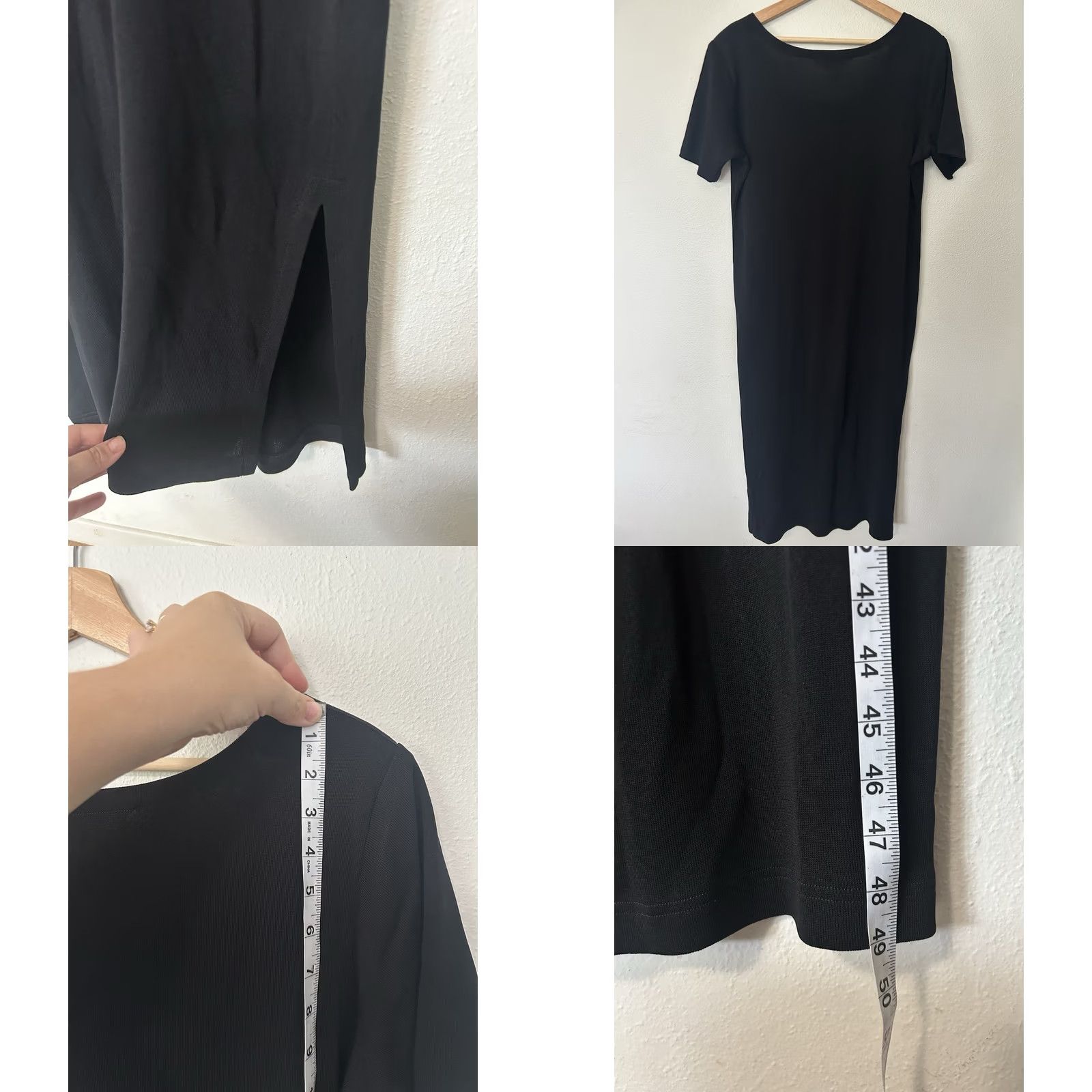 Vintage VINTAGE Misook Black Scoop Neck Knit Maxi Sheath Dress Side Slit L Size L / US 10 / IT 46 - 8 Thumbnail