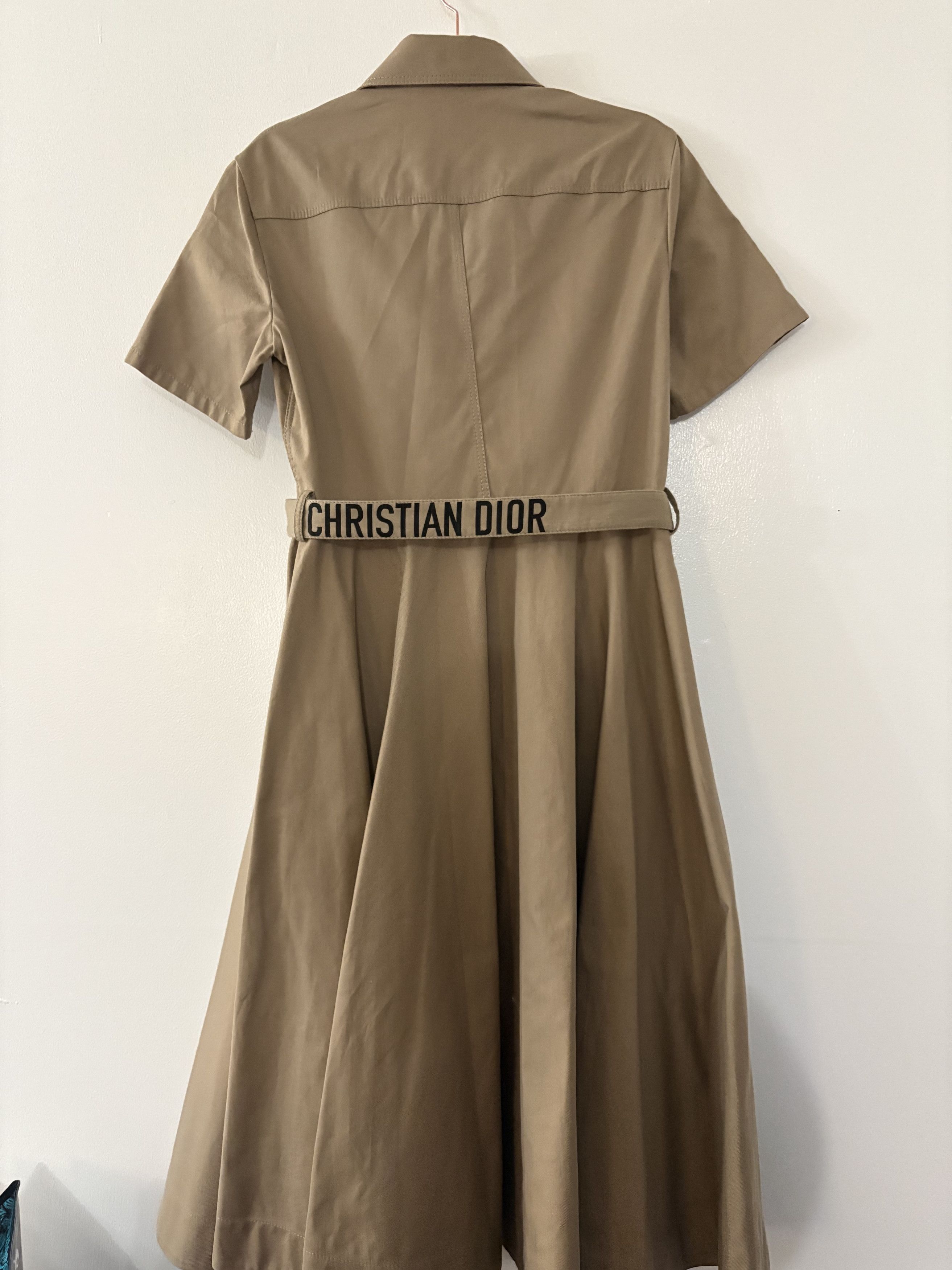 Dior Dior Belted Cotton Trench Coat Midi Dress in Tan SZ 6 NWOT Size S / US 4 / IT 40 - 11 Thumbnail