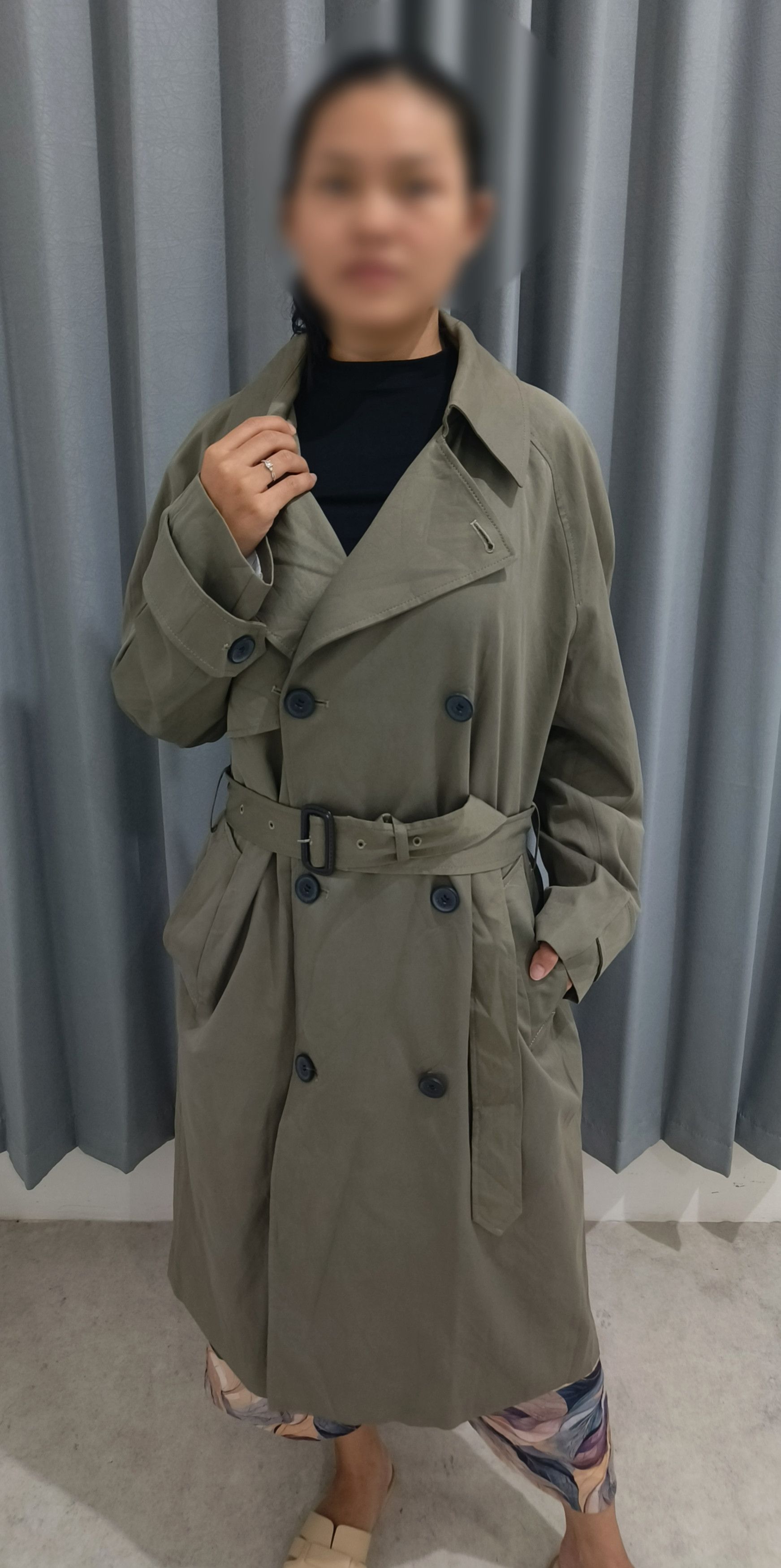 Other ANDEW Women's Green Belted Trench Coat / Spy Coat Size L / US 10 / IT 46 - 10 Thumbnail