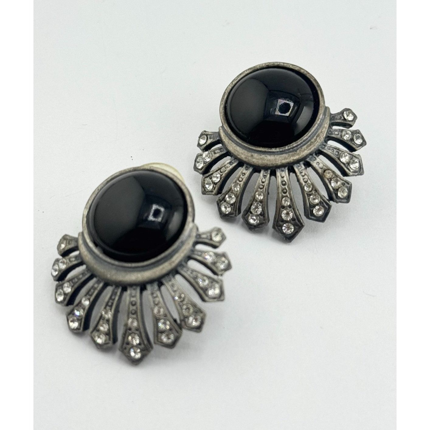 Vintage Vintage black glass rhinestone earrings Size ONE SIZE - 2 Thumbnail