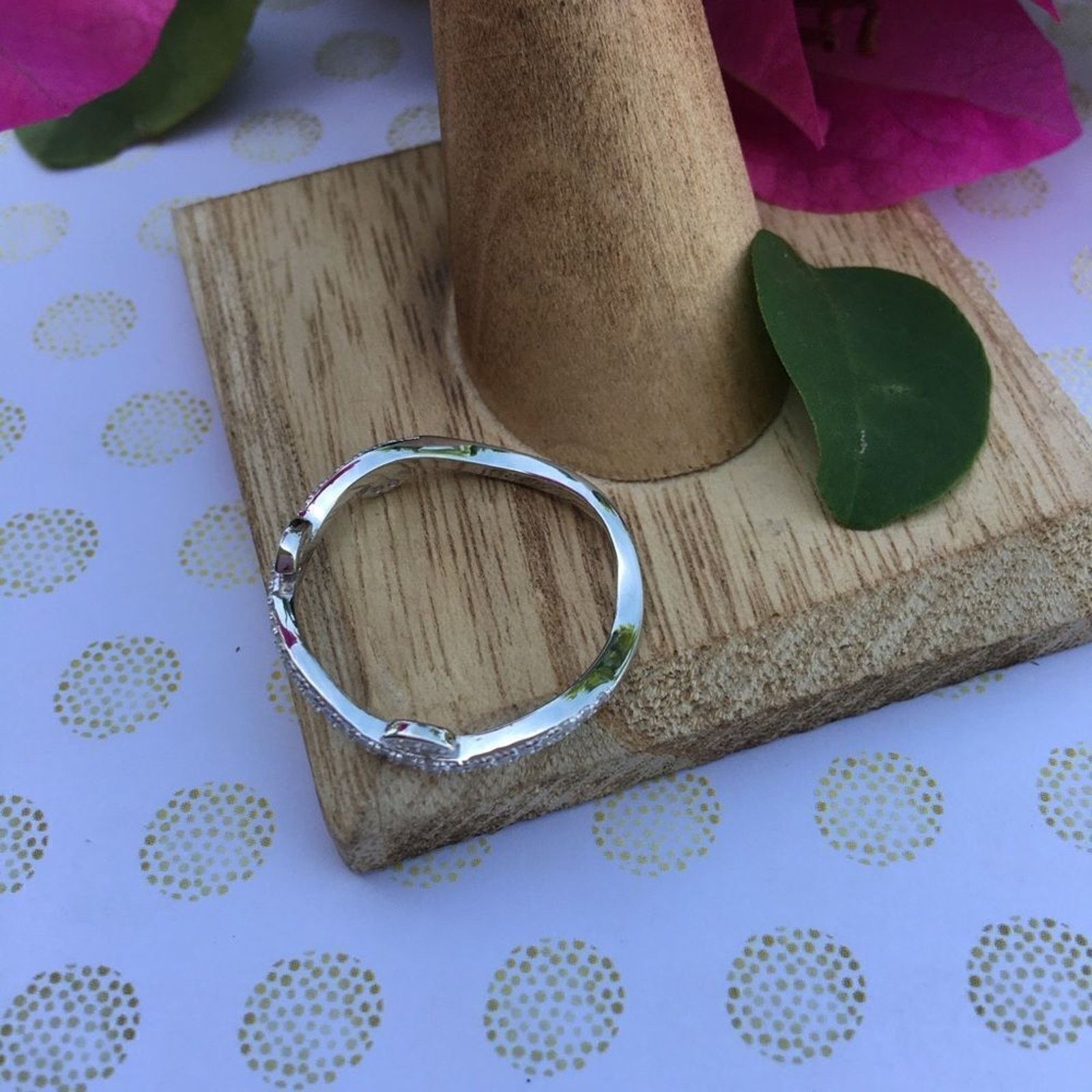 The Unbranded Brand Sterling Silver Wavy Vines Clear CZ Ring Size ONE SIZE - 5 Thumbnail