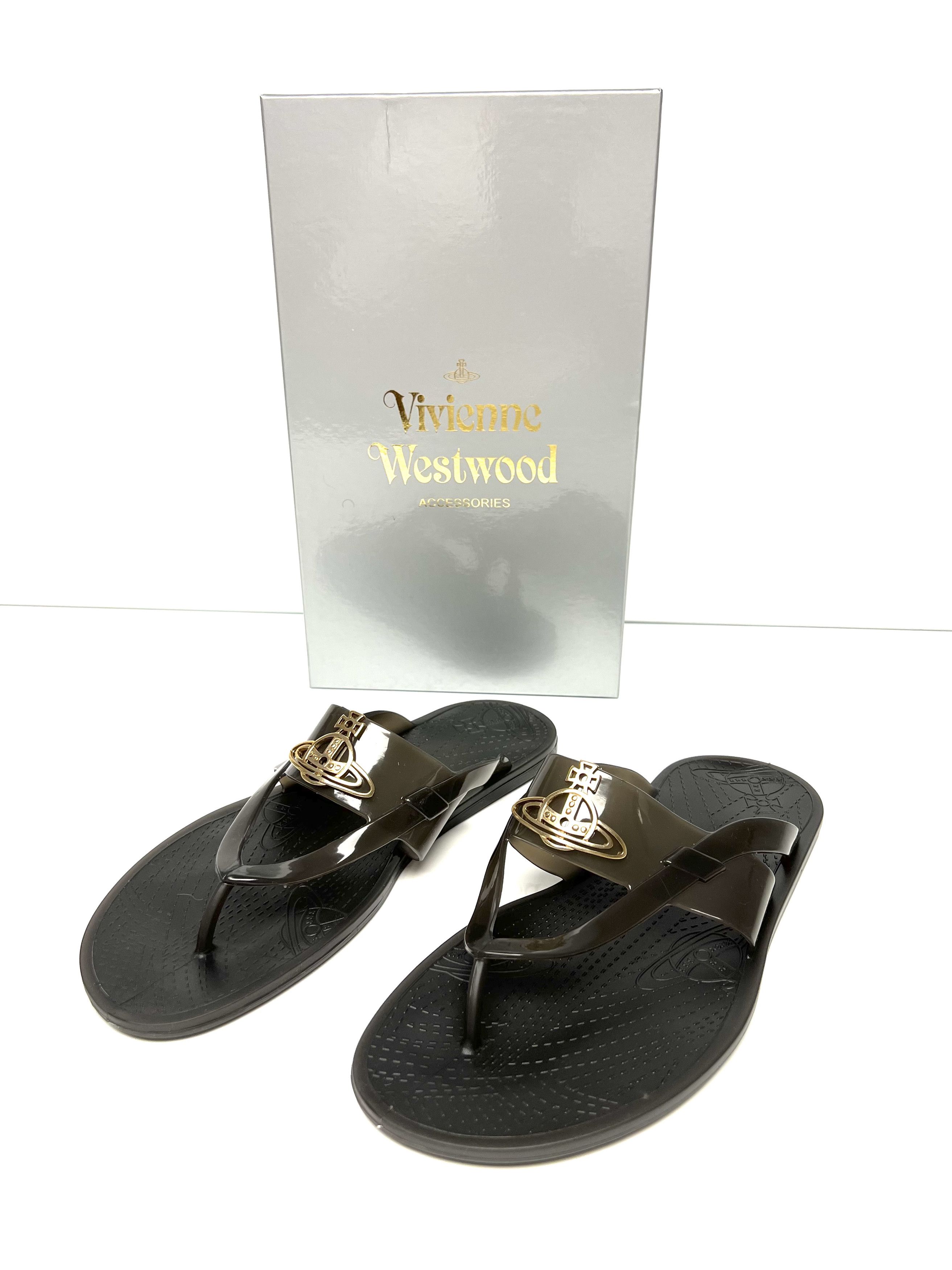Vivienne Westwood NEW, VIVIEENE WESWOOD UNISEX BLACK FLIP FLOPS, SS13 Size US 11 / EU 44 - 6 Thumbnail