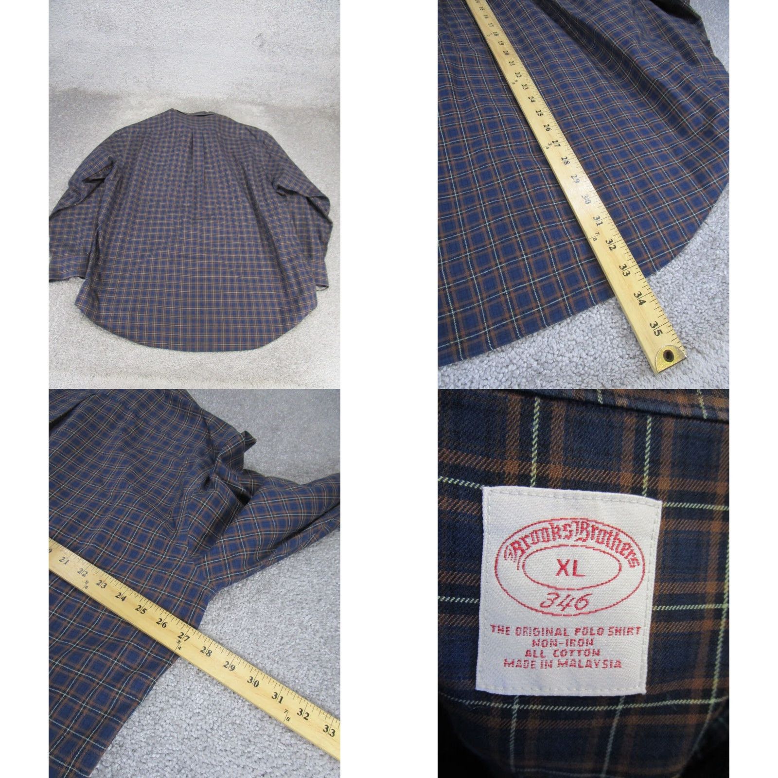 Brooks Brothers Mens Extra Large XL Brooks Brothers Shirt Button Up Blue Plaid Cotton Size US XL / EU 56 / 4 - 4 Thumbnail