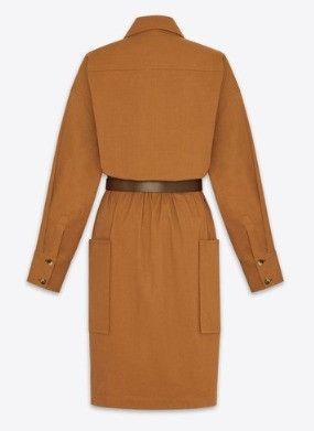 Saint Laurent Paris oc11z1125 Saharienne Dress in Cotton Twill in Brown Size XS / US 0-2 / IT 36-38 - 2 Thumbnail