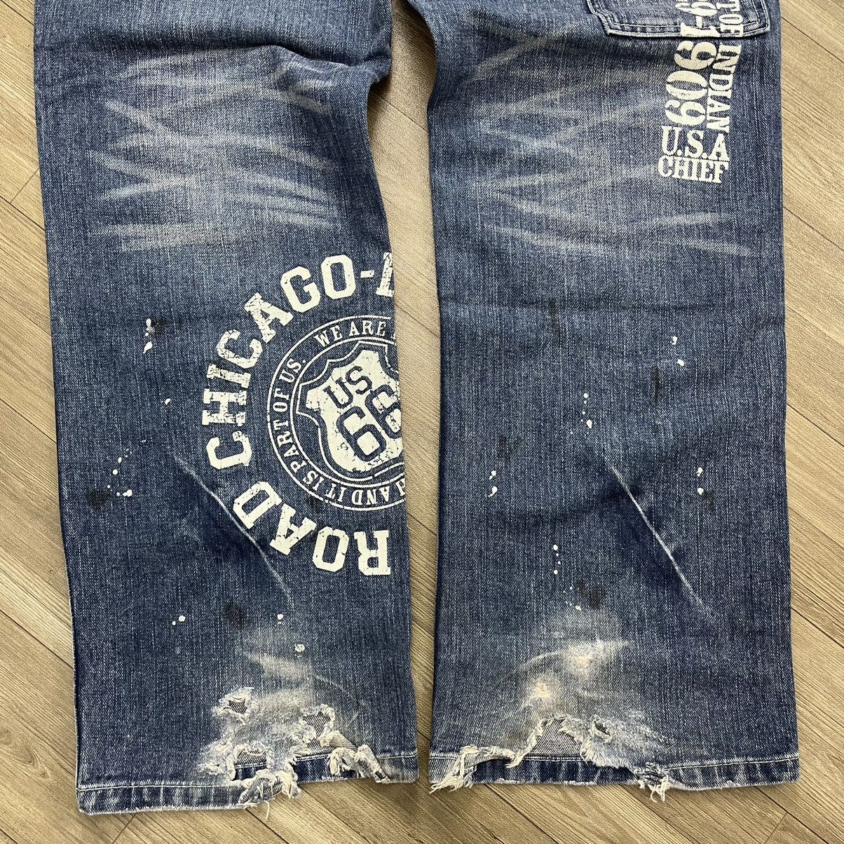 If Six Was Nine × Japanese Brand × Le Grande Bleu (L.G.B.) Mind of USA Distressed Patch Work Double Knee Painted Jeans Size US 32 / EU 48 - 12 Thumbnail