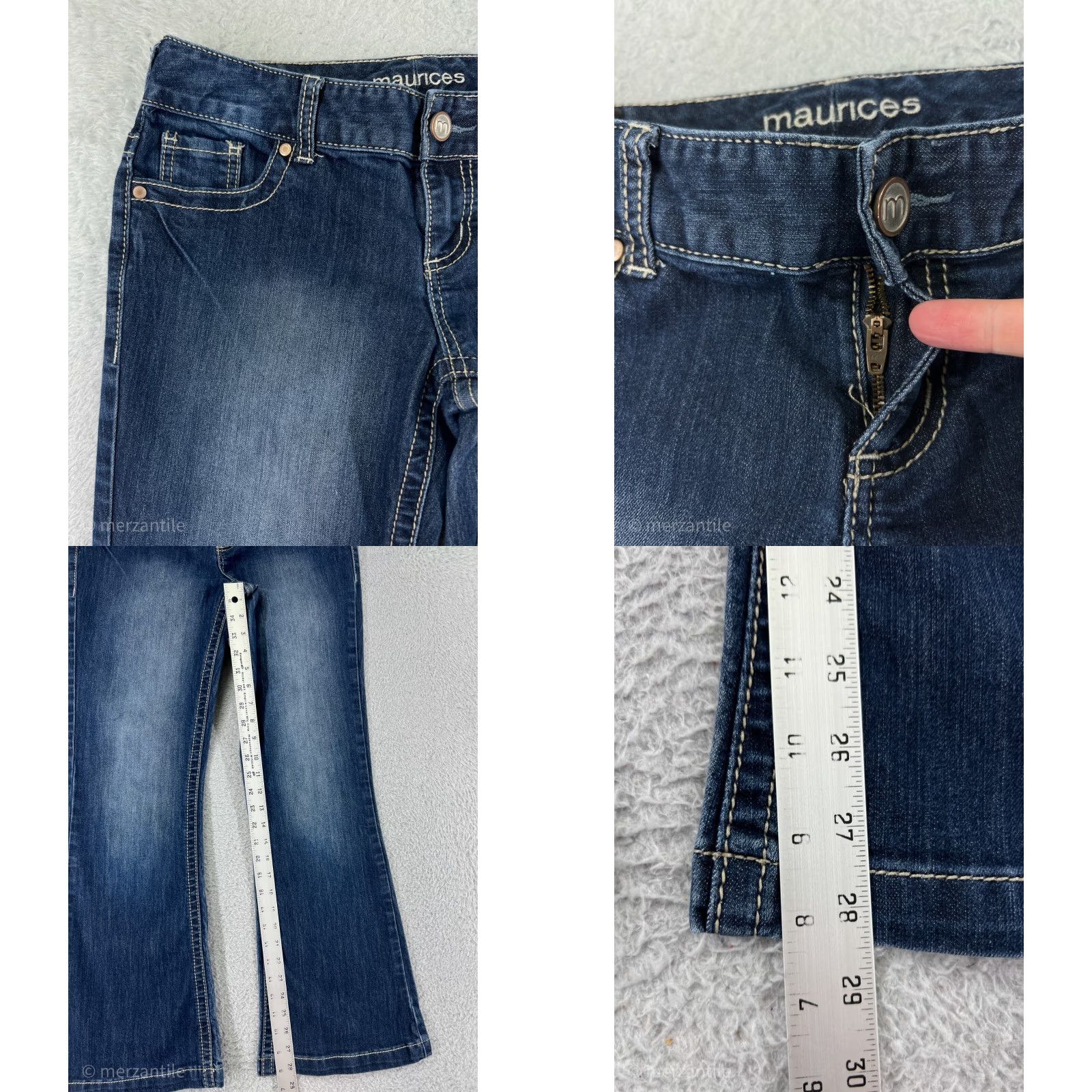 Vintage Maurices Jeans Women 5 Blue Denim Flared Medium Wash Cotton Blend 5-Pocket Design Size 27" / US 4 / IT 40 - 8 Thumbnail