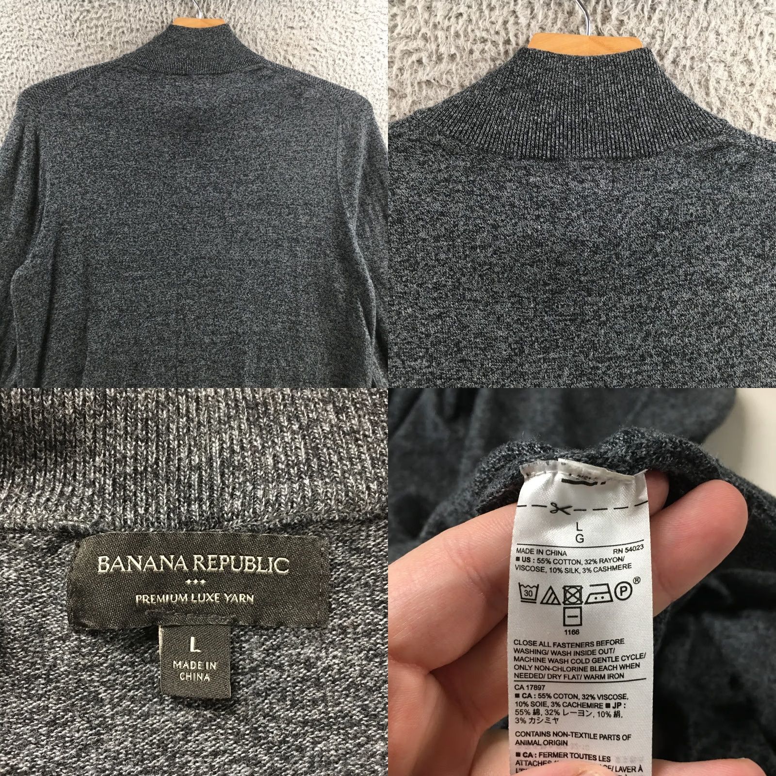 Banana Republic Banana Republic Sweater Mens L Gray Cotton Blend Quarter Zip Knit Pullover Size US L / EU 52-54 / 3 - 8 Thumbnail