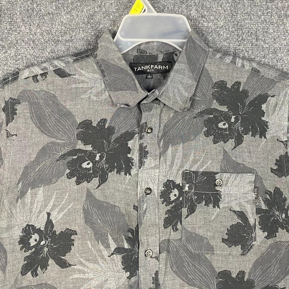 Tankfarm & Co. Tankfarm Button Up Shirt Men's Large Hawaiian Gray Adults L Size US L / EU 52-54 / 3 - 2 Thumbnail