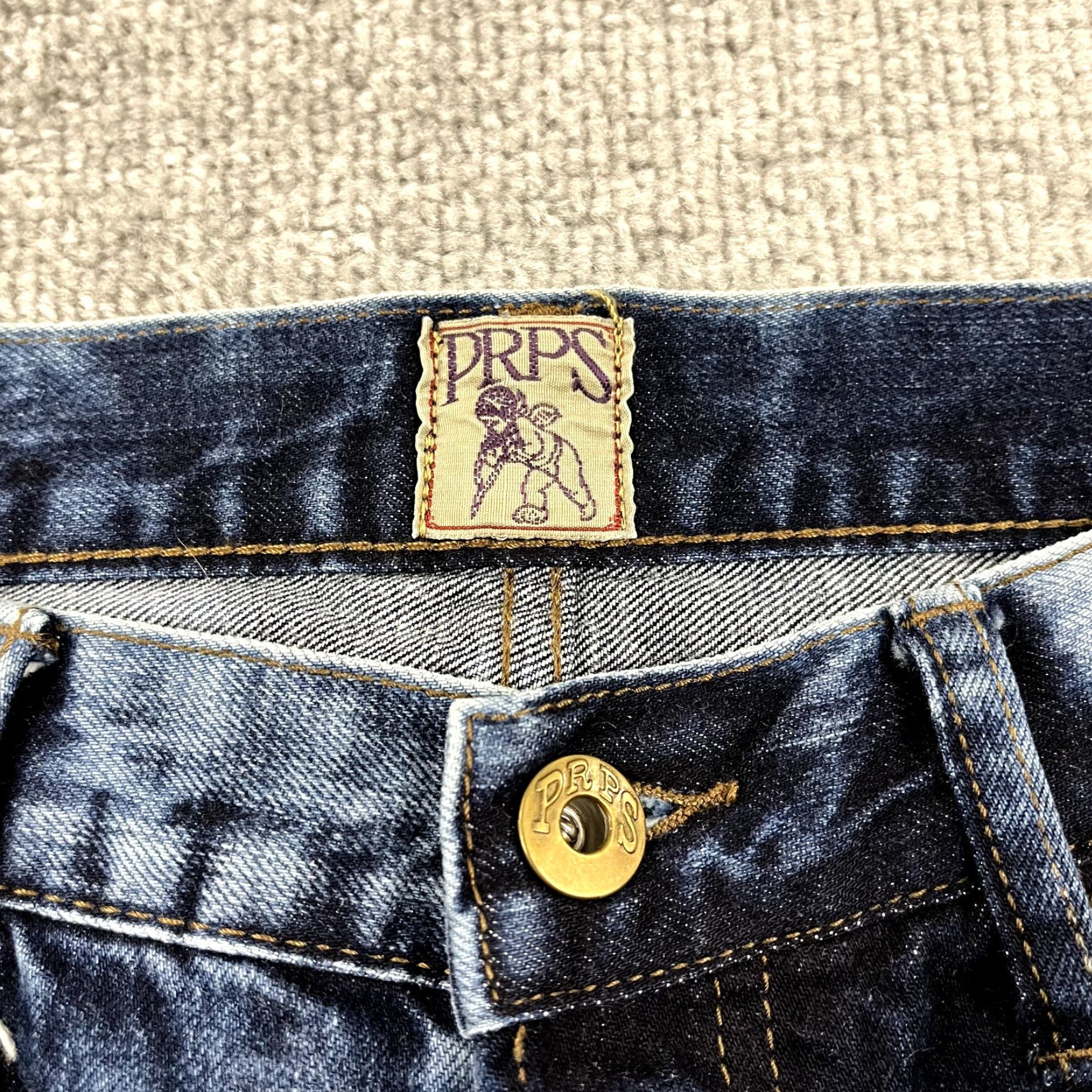 Prps PRPS Jeans Mens 32x34 Acid Blue Wash Denim Button Fly Hip Hop Streetwear E69P92P Color Blue Solid 5-Pocket Design Regular Straight Jeans Men Size US 32 / EU 48 - 7 Thumbnail