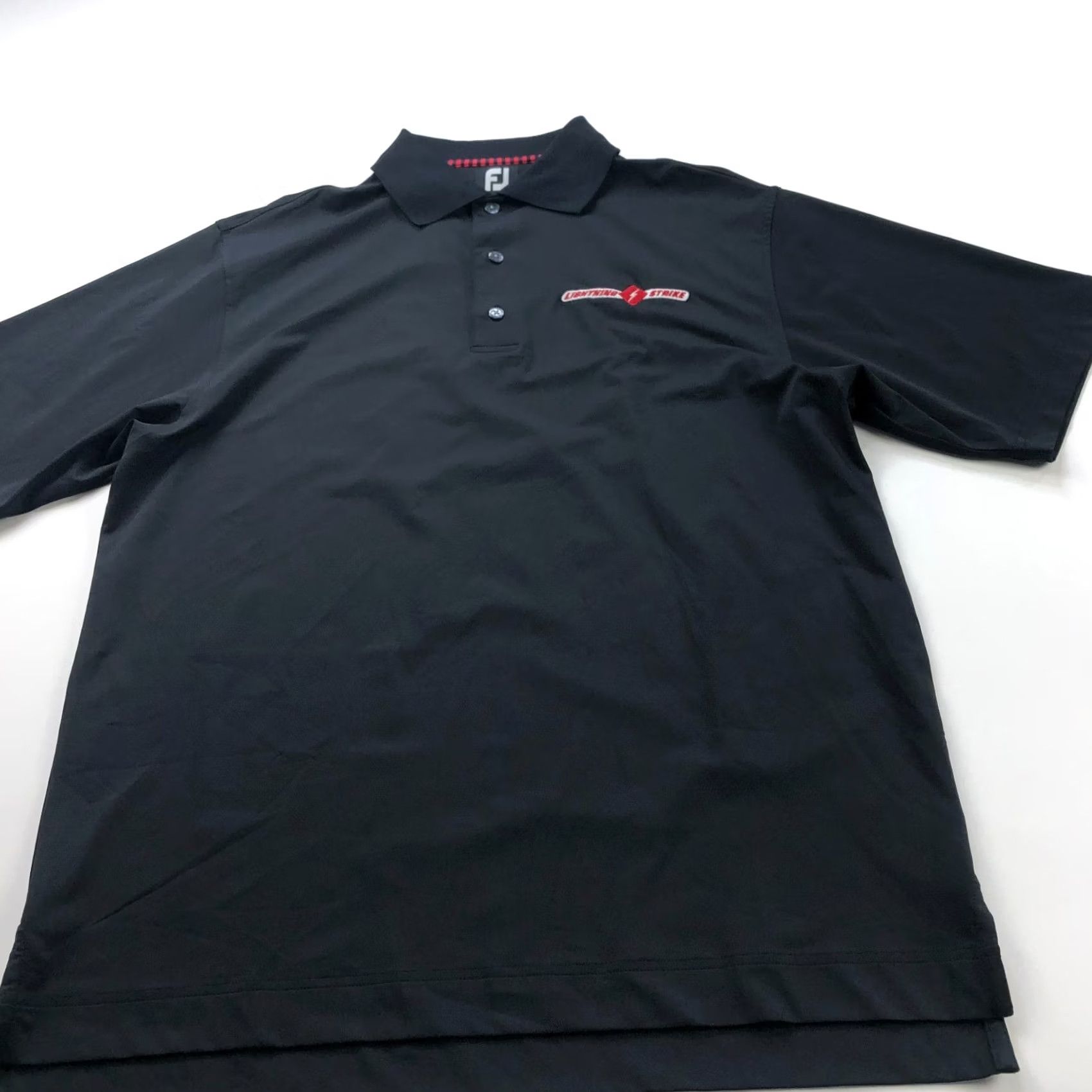 Footjoy FootJoy Polo Shirt Black Logo FJ Medium Mens Golf SS Stretch Button Solid Shirt Size US M / EU 48-50 / 2 - 2 Thumbnail