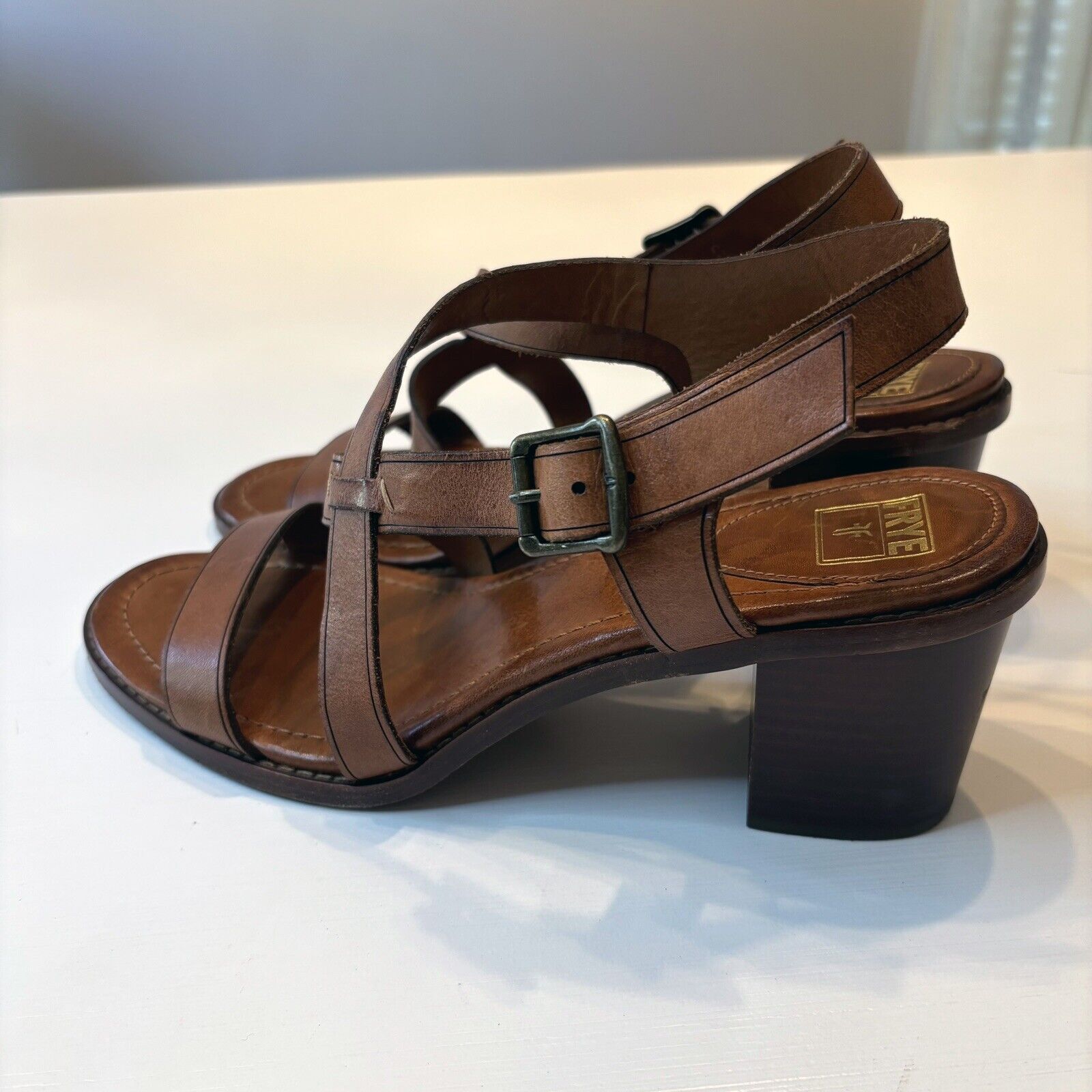 Frye Frye Dani Brown Leather Sandals Heels Shoes US Size 10 M Size US 10 / IT 40 - 2 Thumbnail