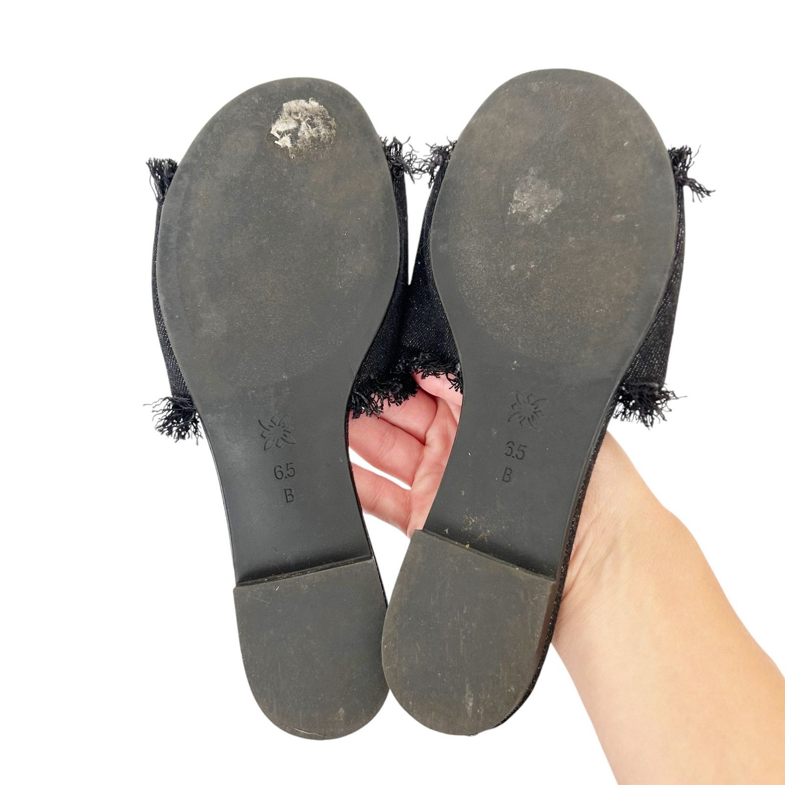 Other BCBGeneration Black Cherry Beaded Denim Fringe Slides Sz 6.5 Size US 6.5 / IT 36.5 - 2 Thumbnail