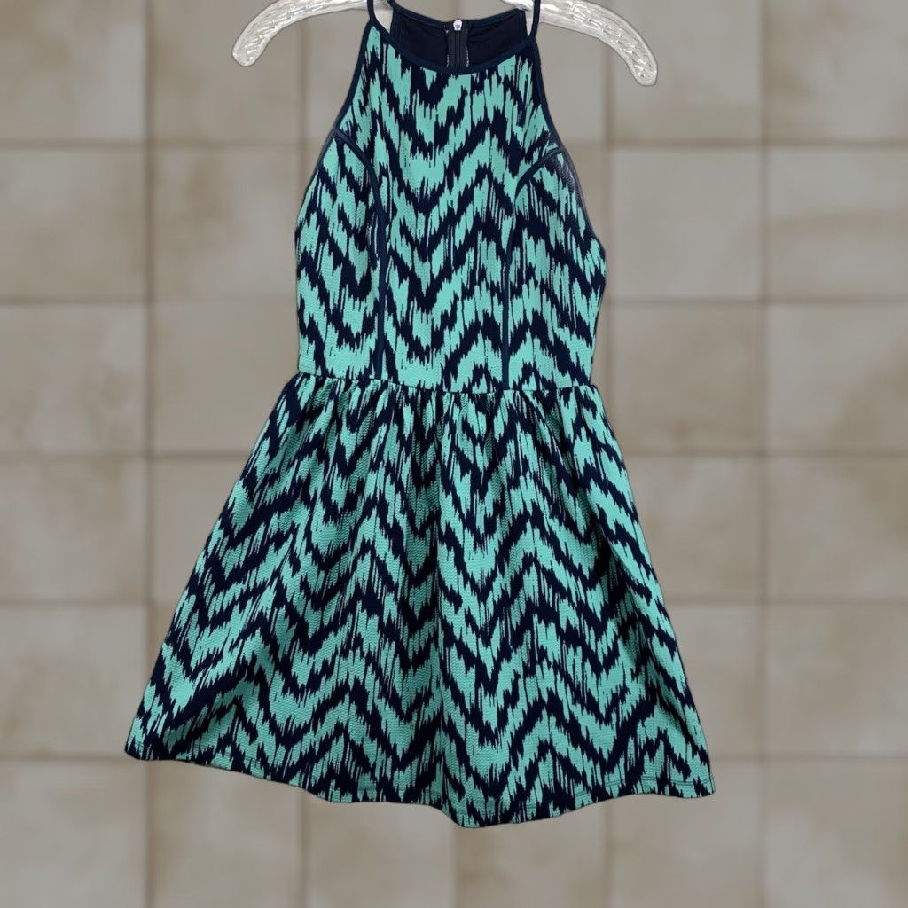 Vintage Design Lab Lord & Taylor Women's Medium Blue Teal Halter Dress Size M / US 6-8 / IT 42-44 - 1 Thumbnail