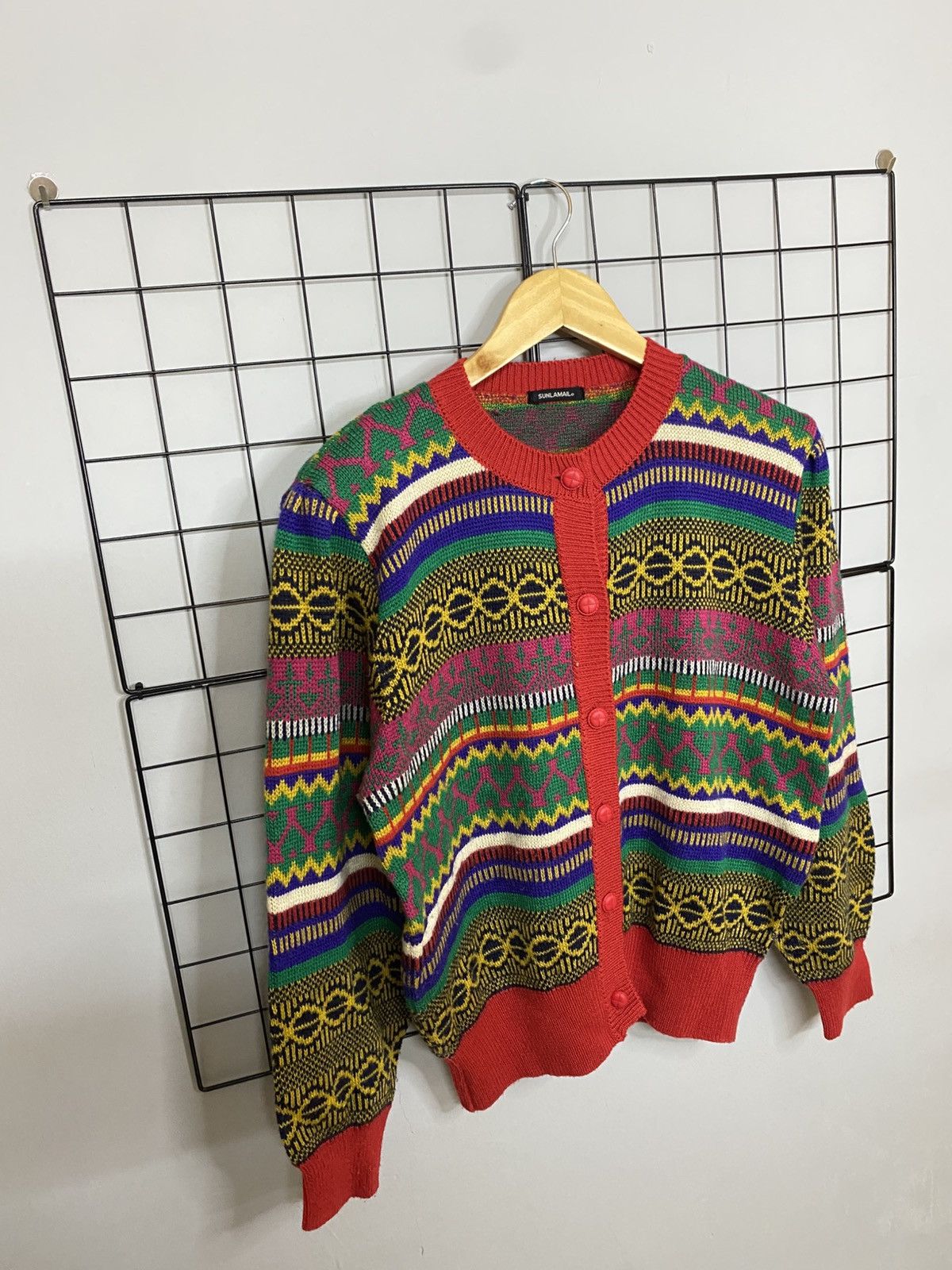 Aran Isles Knitwear × Japanese Brand × Vintage Vintage Cardigan Knitwear Sunlamail Size US L / EU 52-54 / 3 - 3 Thumbnail