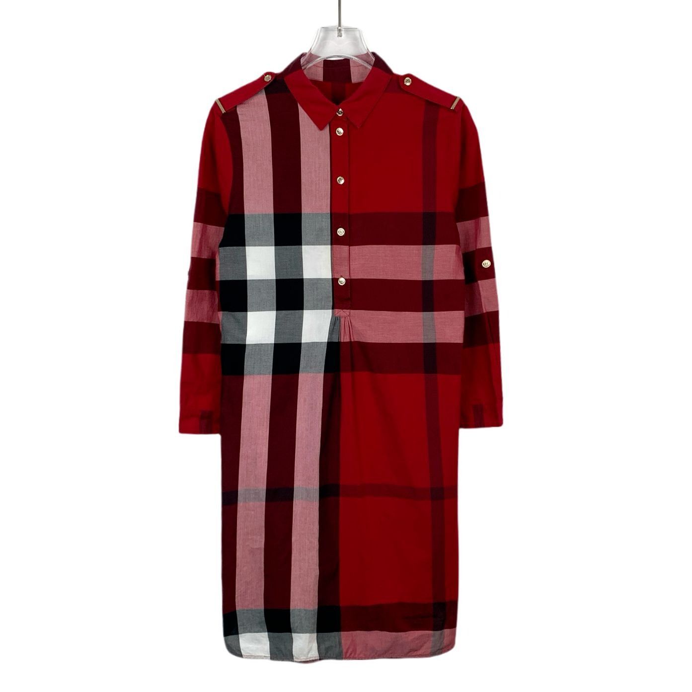 Burberry Burberry Red Plaid Cotton Long Sleeve Shirt Dress Size XS Size XS / US 0-2 / IT 36-38 - 1 Thumbnail