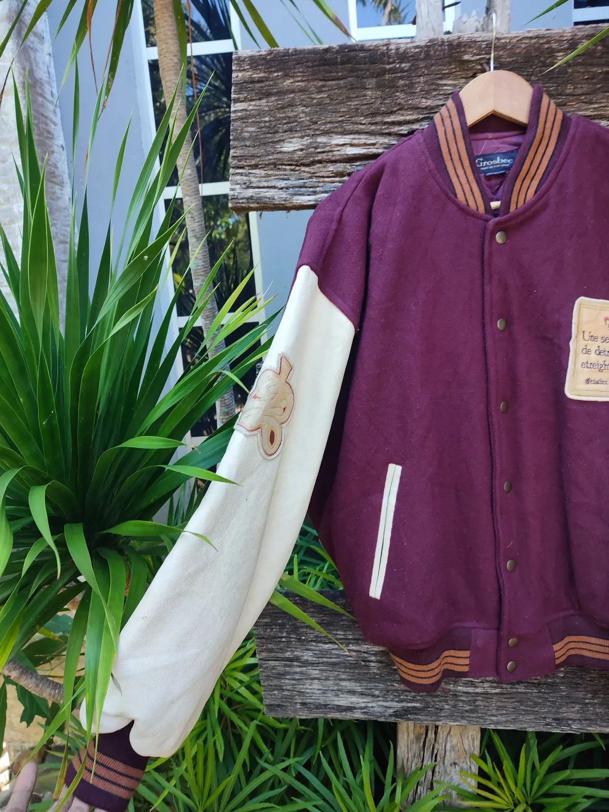 Vintage Vintage 90s Grosbec Varsity Jacket Embroidery French Patches Size US L / EU 52-54 / 3 - 7 Thumbnail