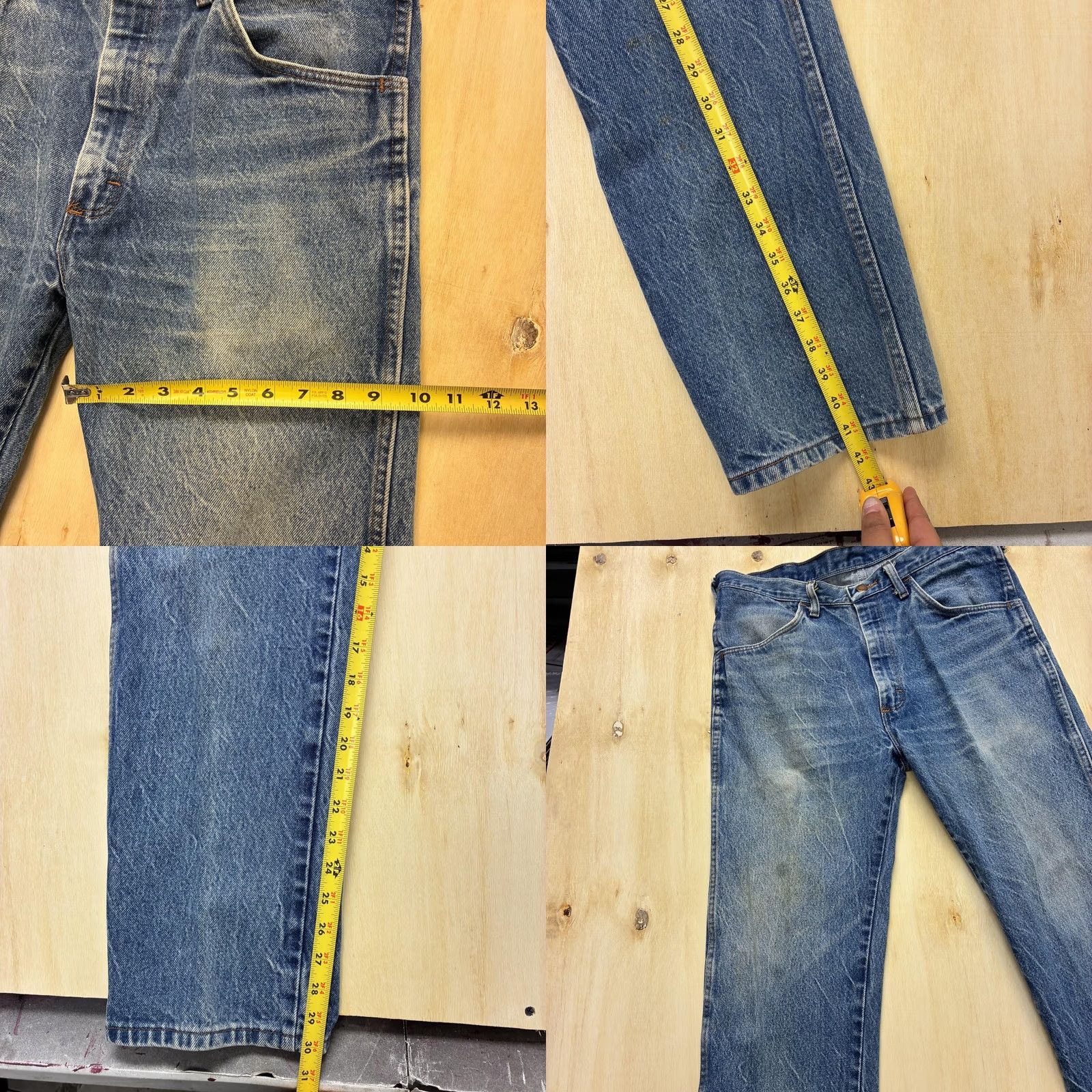 Denime VINTAGE Rustler Jeans Mens 33x30 Medium Wash Blue Straight Faded Denim Workwear Size US 33 - 8 Thumbnail