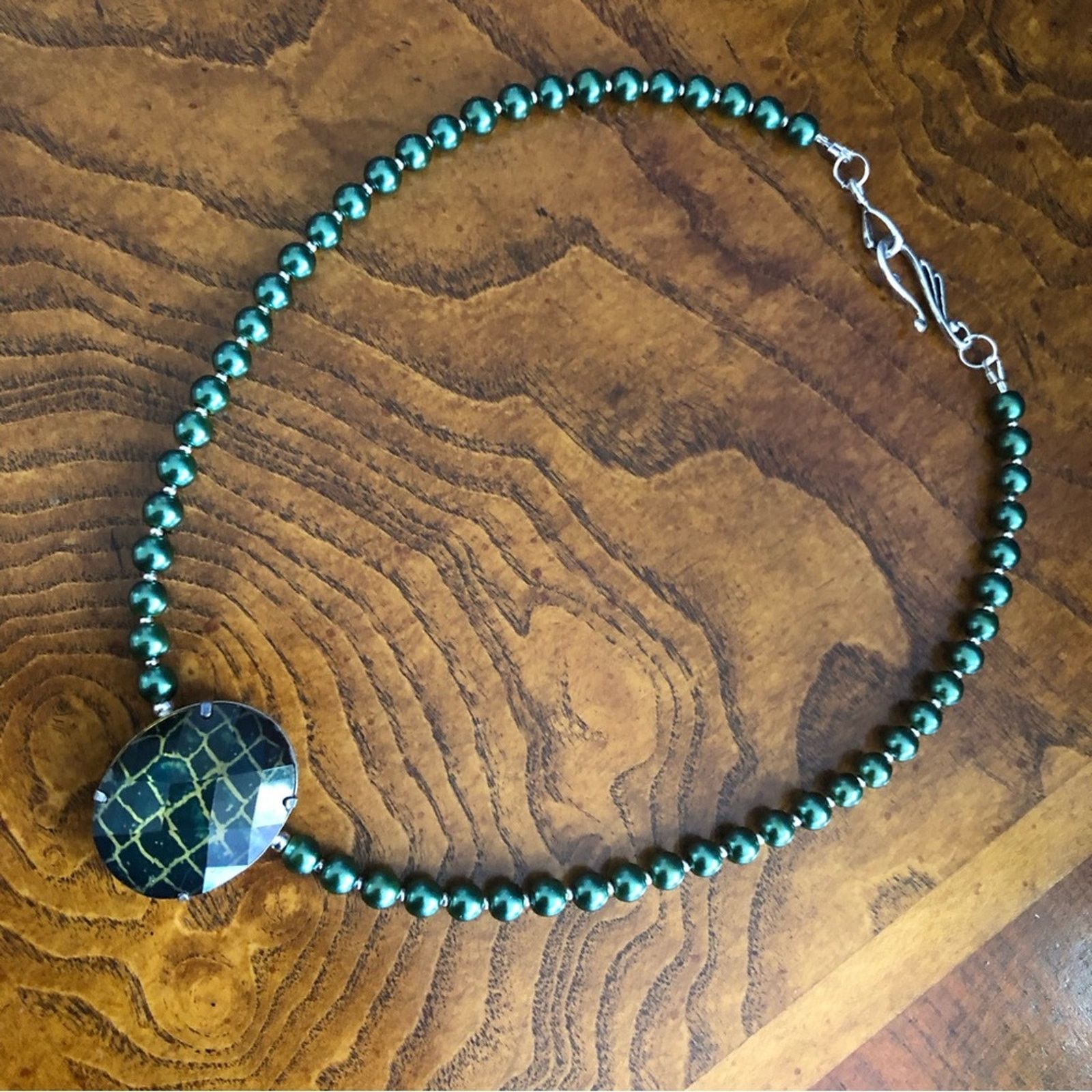 Handmade Handcrafted repurpose animal print stone Pearl necklace Size ONE SIZE - 10 Thumbnail