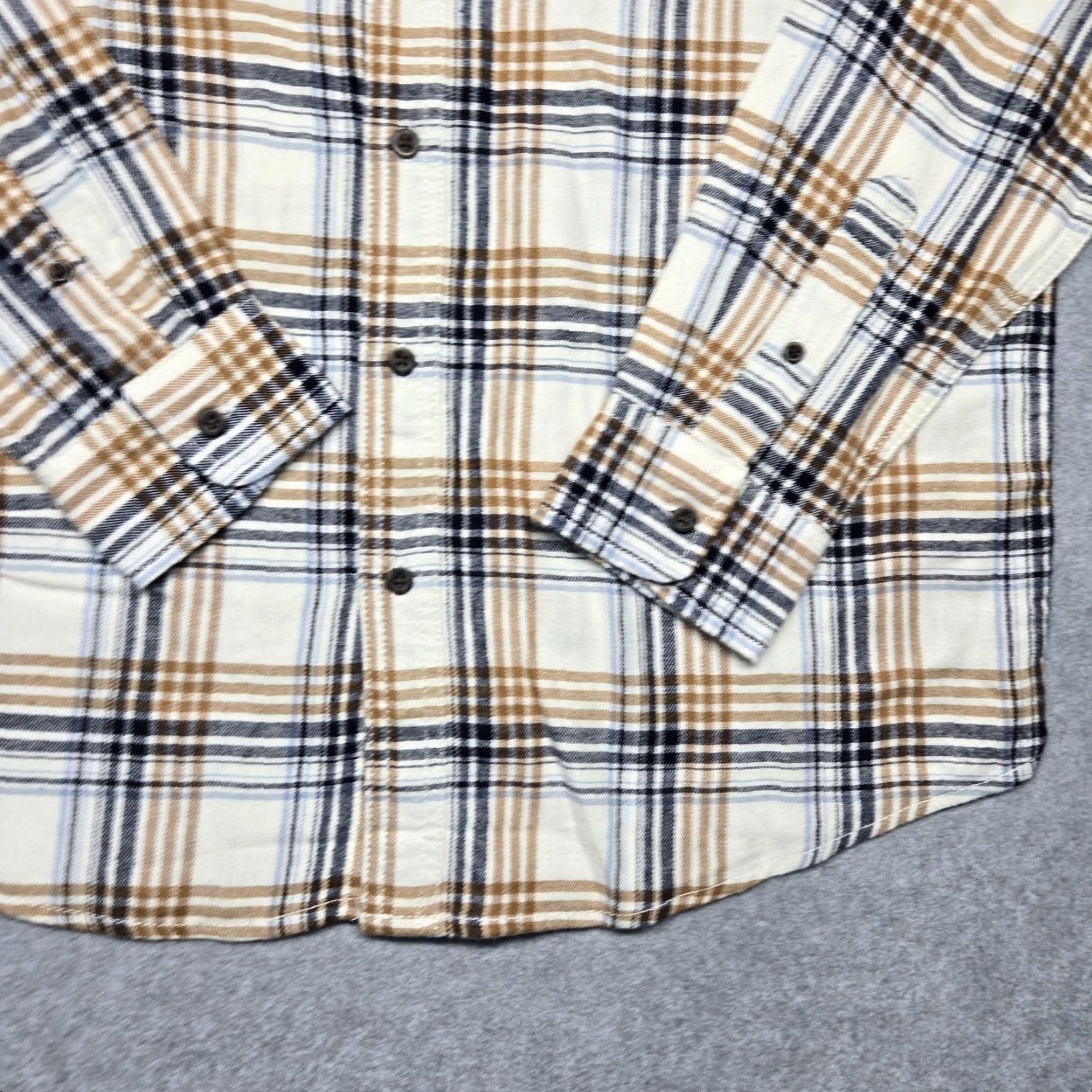 George George Shirt Mens Medium Beige Plaid Flannel Button-Up Long Sleeve Casual Size US M / EU 48-50 / 2 - 5 Thumbnail