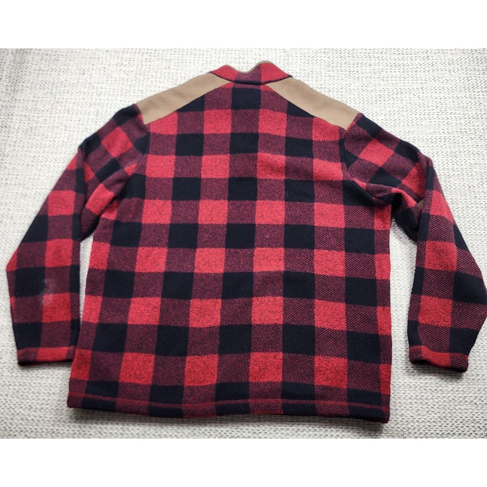Cremieux Cremieux Sweater Mens Large Red Buffalo Plaid Quarter Zip Pullover Elbow Patch Size US L / EU 52-54 / 3 - 6 Thumbnail
