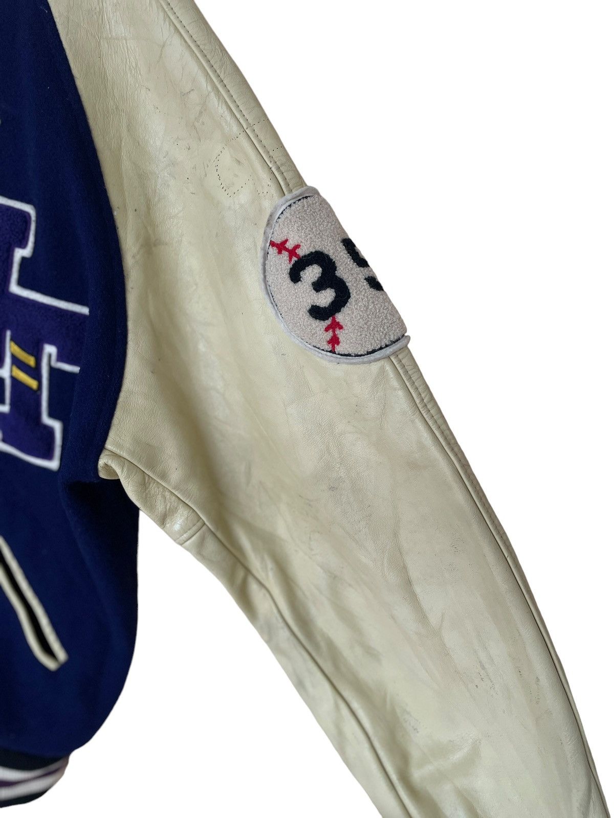 Vintage Vintage Baseball Team Narrow Champ Wool Leather Jacket 1990s Size US L / EU 52-54 / 3 - 6 Thumbnail