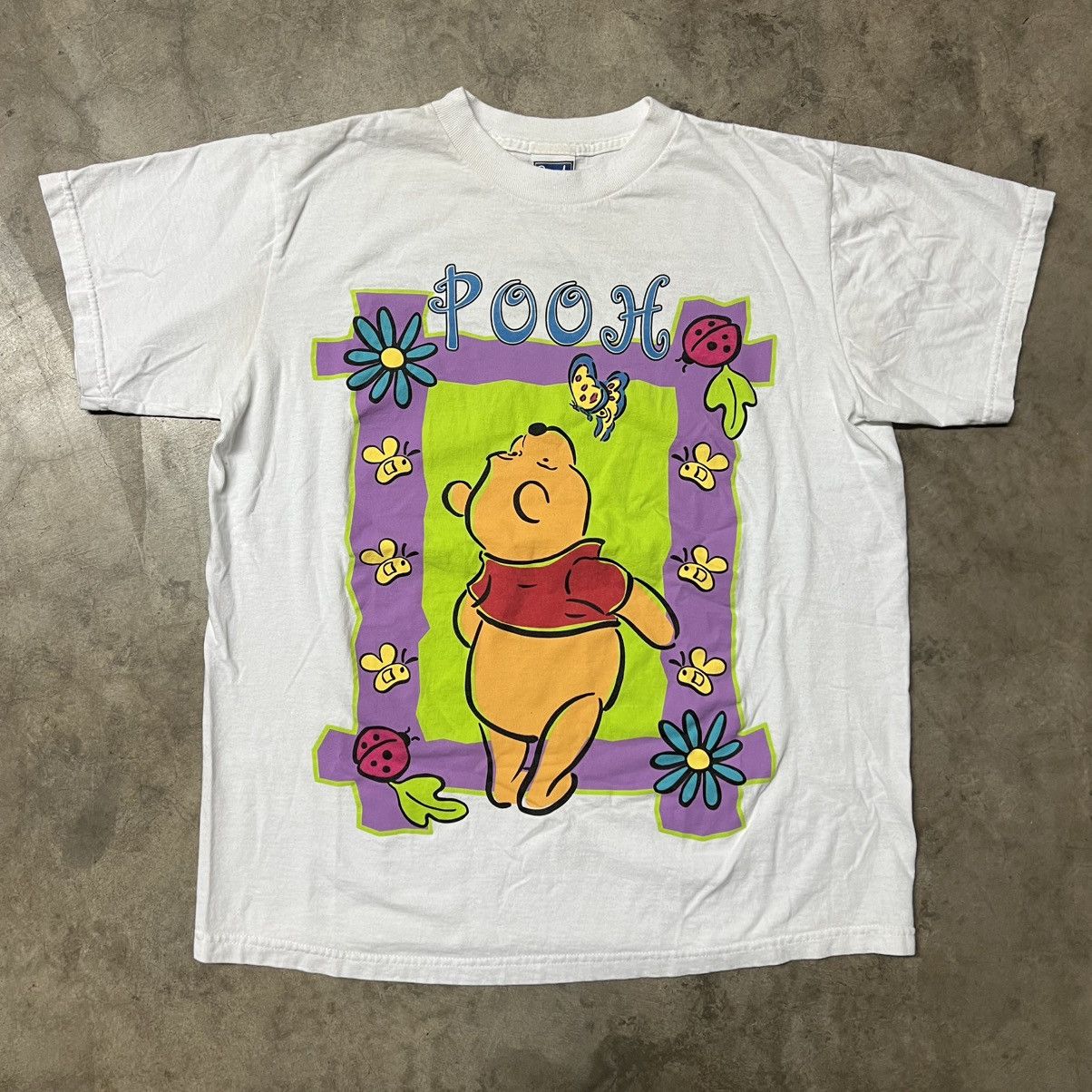 Vintage Winnie The Pooh T-Shirt 90s Disney Woman's Large Made in USA Blue