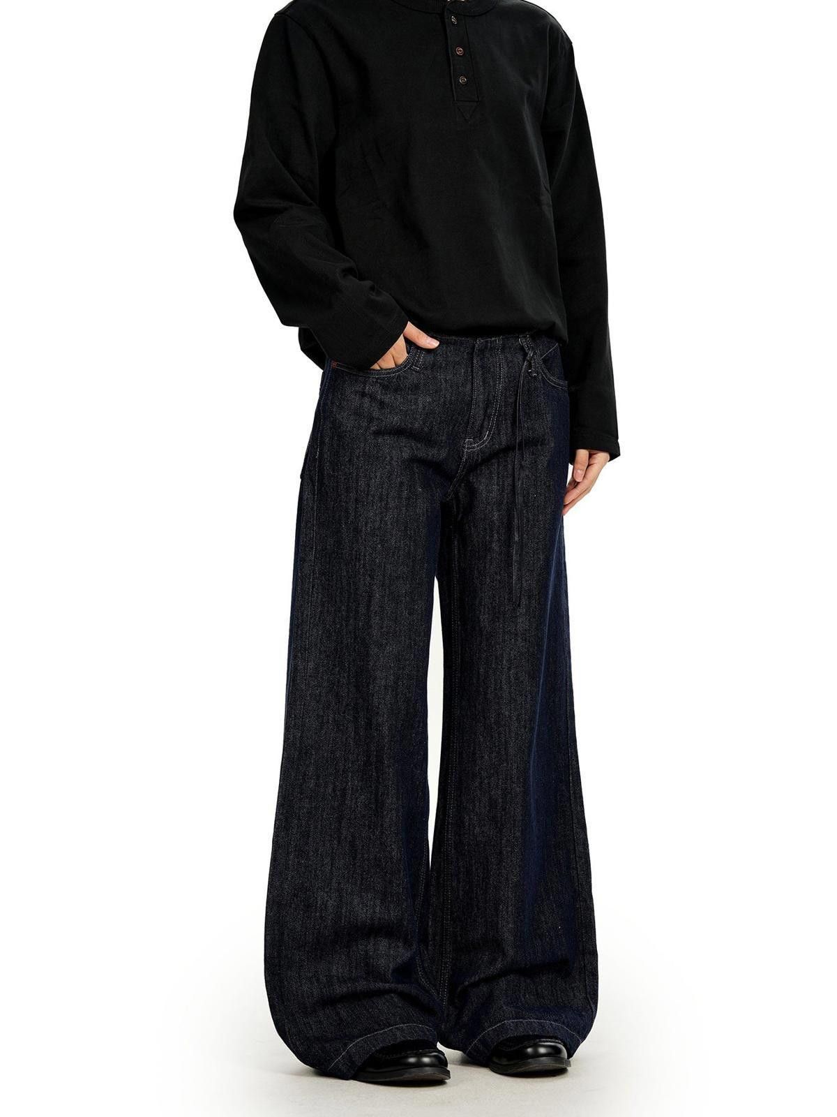 Jean Denim Blue Relaxed Wide-Leg Floor-Length Jeans Size US 32 / EU 48 - 2 Thumbnail