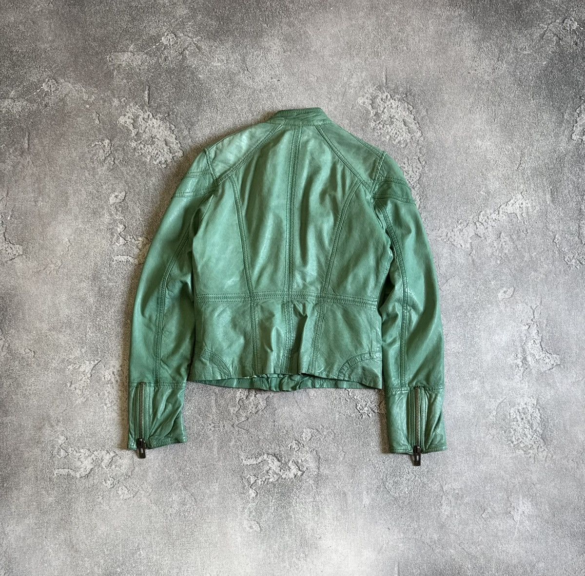 Leather 90s Retro S/size leather biker zip jacket Avantgarde Y2K Size S / US 4 / IT 40 - 13 Thumbnail
