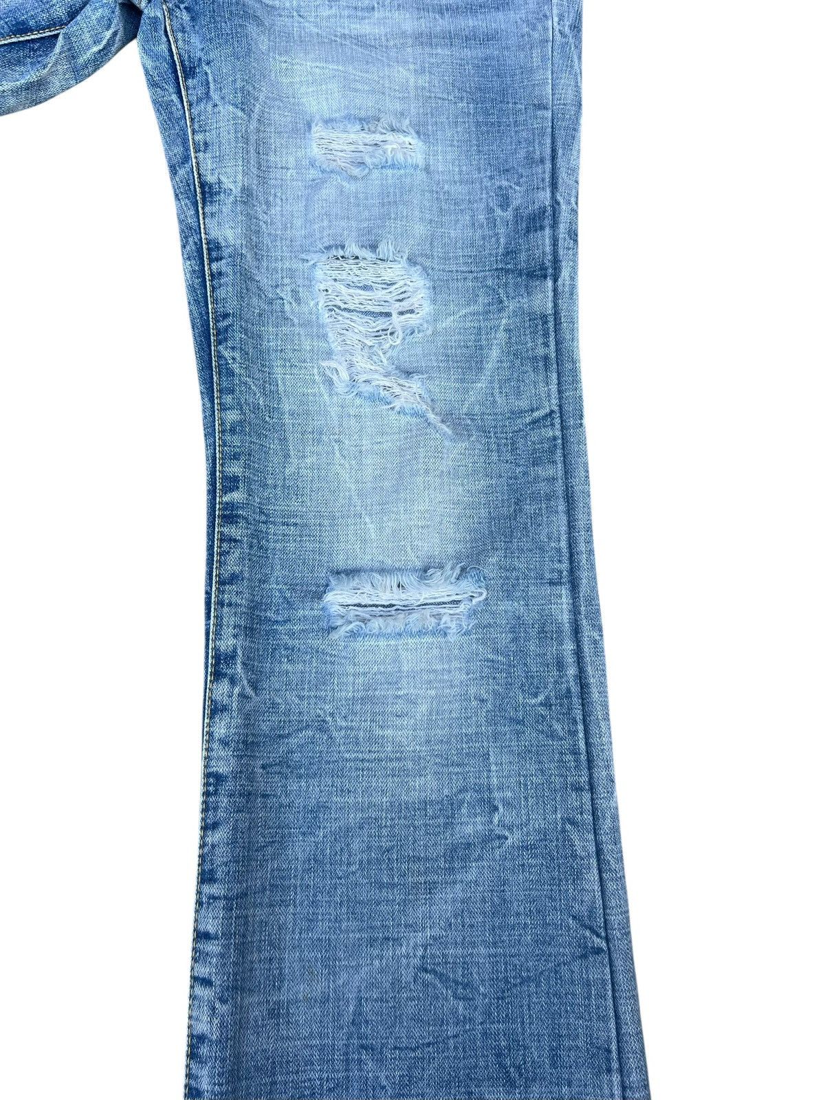 Japanese Brand Dirty Mud Ozz-First PinBall Distress Rip Denim Flare Jeans Size US 29 - 10 Thumbnail