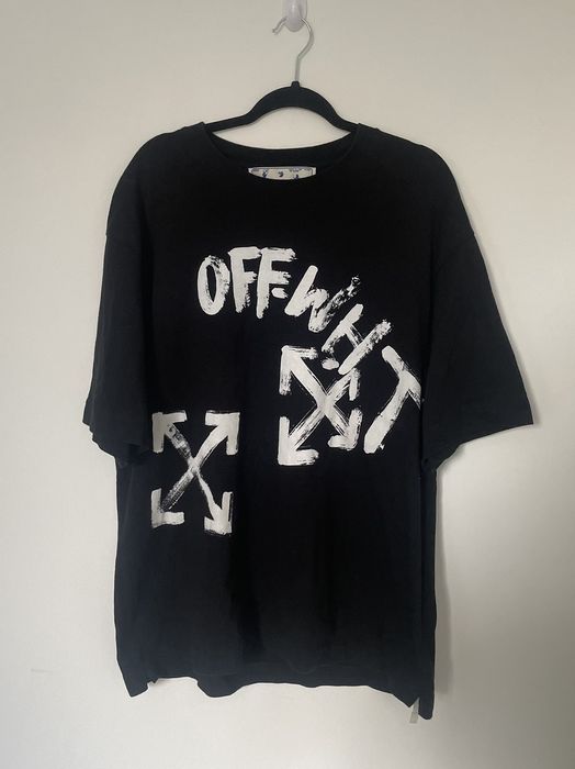 Off-White Black Paint Script Over Skate T-Shirt Off-White