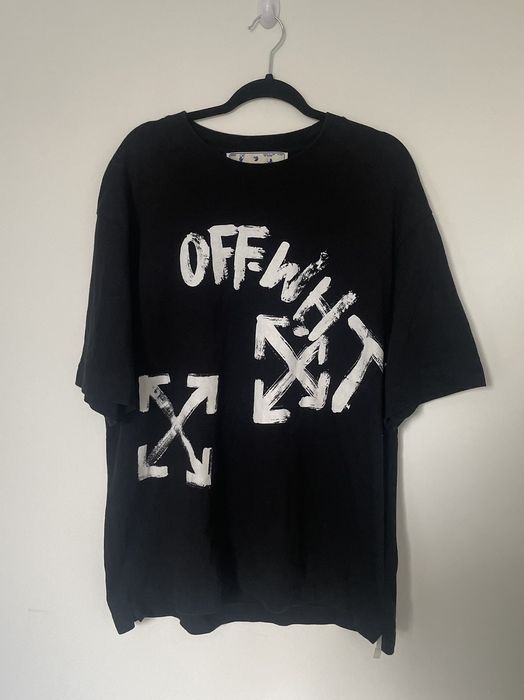 OffWhite OffWhite Paint Script over Skate Logo TShirt / Black Grailed