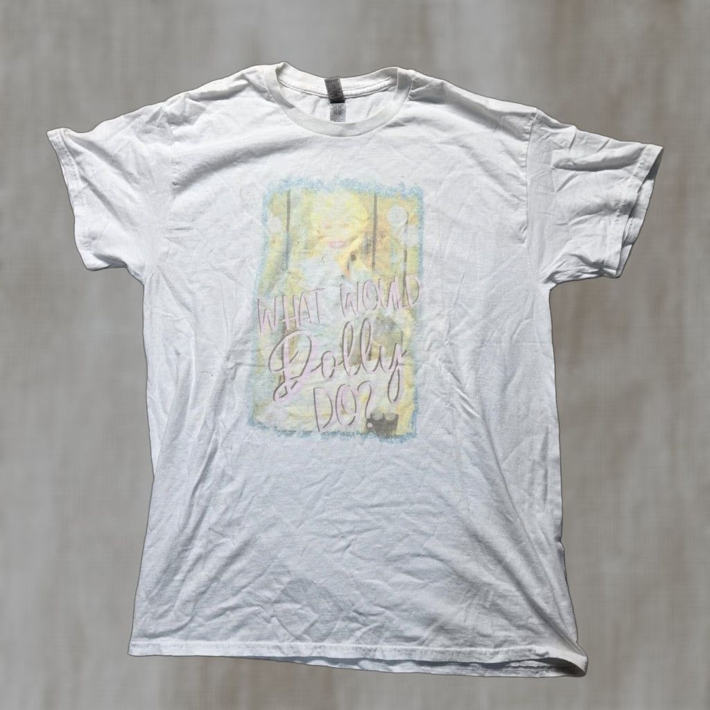 Vintage What Would Dolly Do Women's Shirt Adult L White Short Sleeve Cotton Crew Neck T-Shirt Size M / US 6-8 / IT 42-44 - 1 Thumbnail