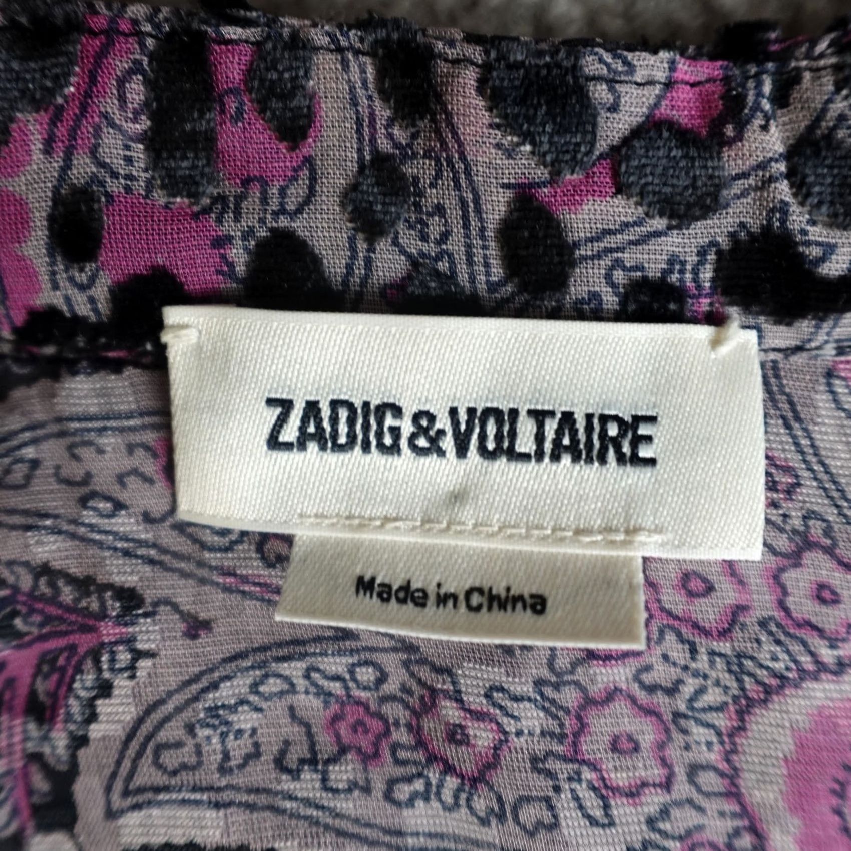 Zadig & Voltaire Zadig & Voltaire Womens Top L Purple Black Tori Velours Devore Leopard Print Silk Viscose Casual Tank Long Sleeve Round Neck Velvet Animal Print 90s? Size L / US 10 / IT 46 - 3 Thumbnail