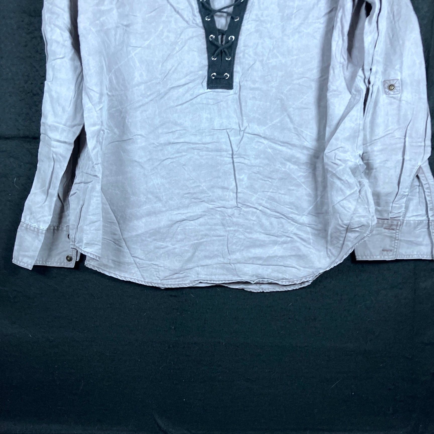 Express Express Shirt Womens Gray Long Sleeve V Neck Tie Up 100% Lyocell M Size M / US 6-8 / IT 42-44 - 3 Thumbnail